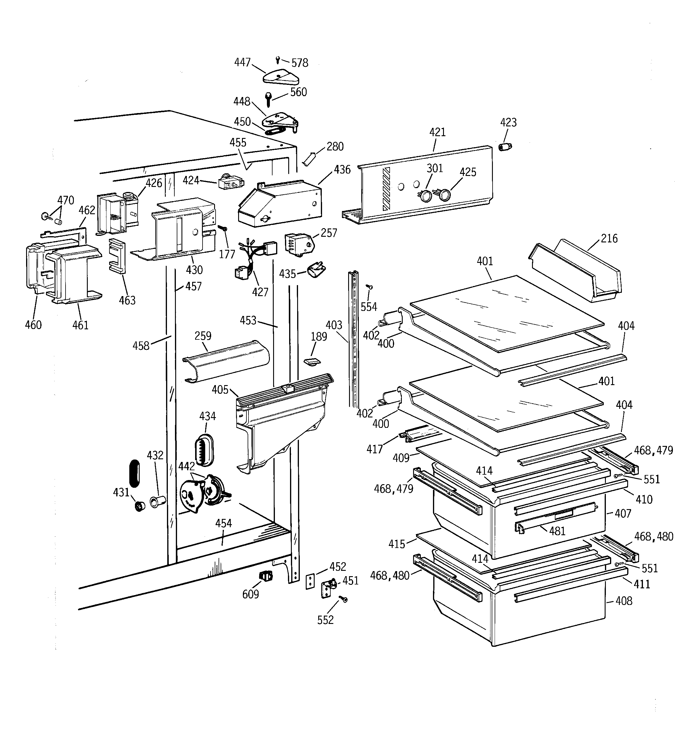 Hotpoint CSK22GABBAA fresh food section diagram