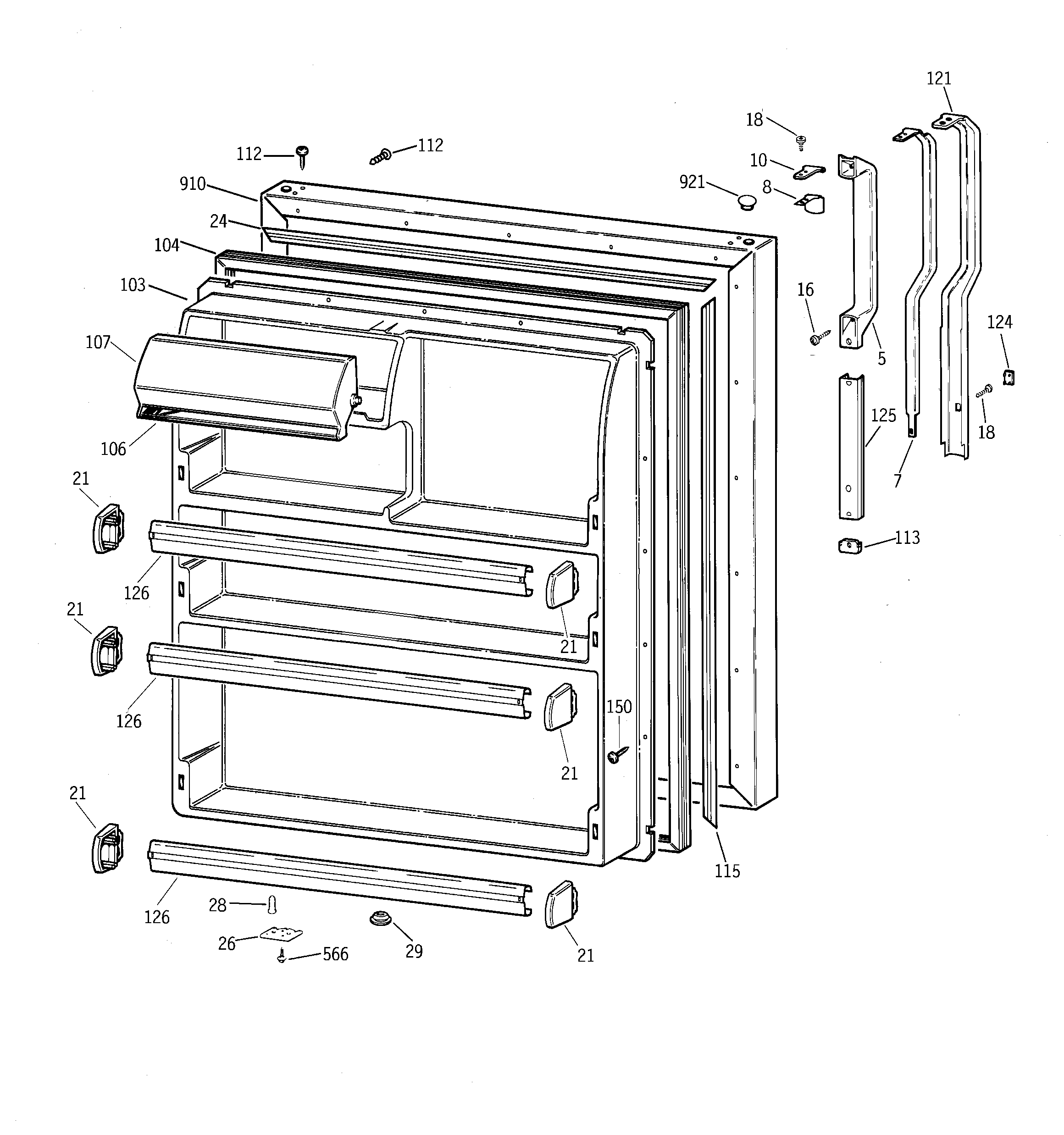Hotpoint CTX21GACARWW fresh food door diagram