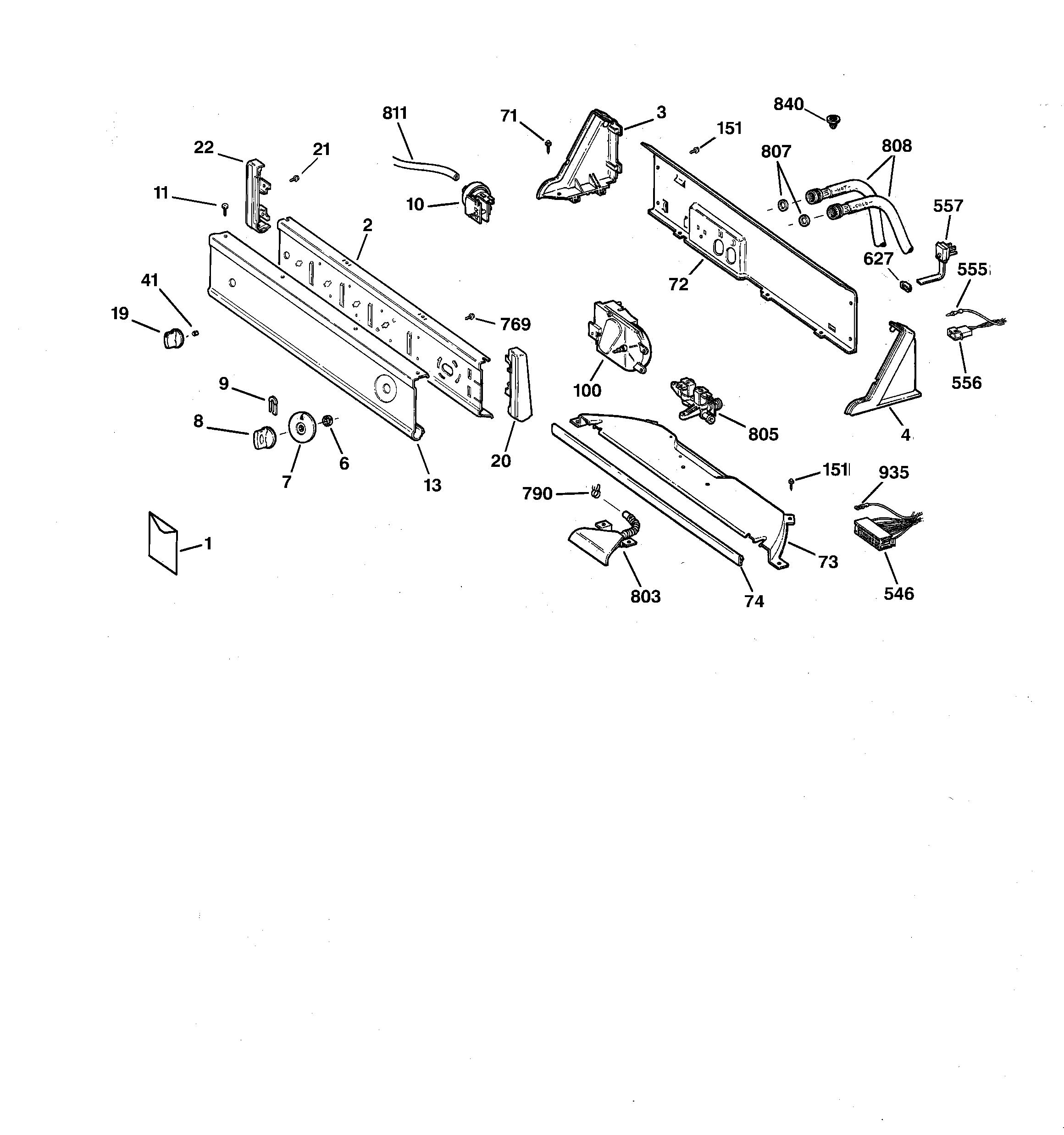 Hotpoint VVSR1040V2WW controls & backsplash diagram