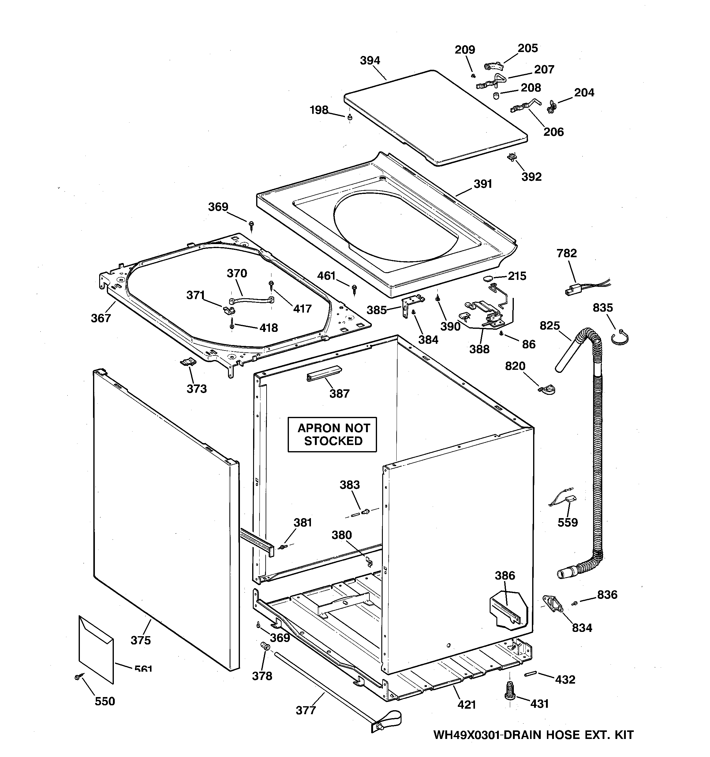 Hotpoint VVSR1040V2WW cabinet, cover & front panel diagram
