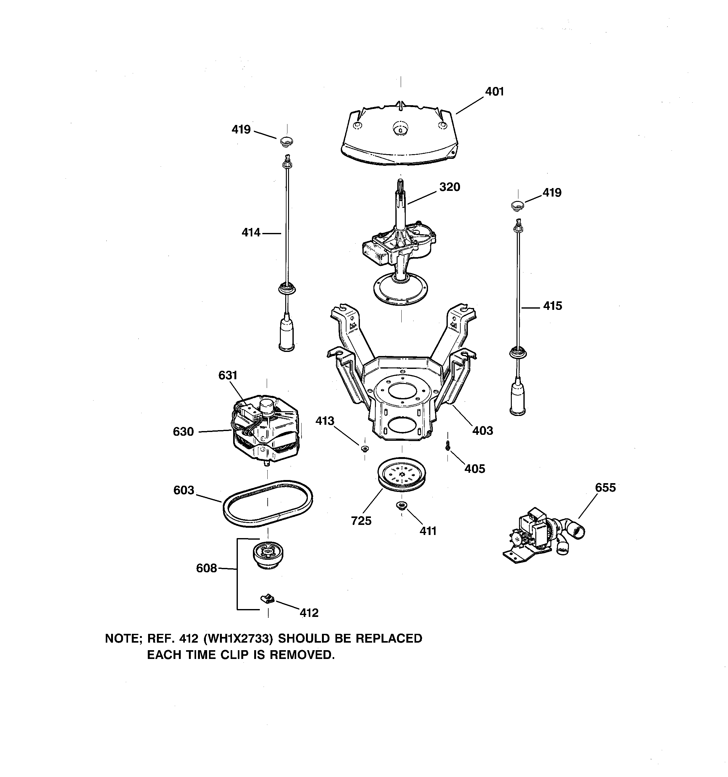 Hotpoint VVSR1040V2WW suspension, pump & drive components diagram