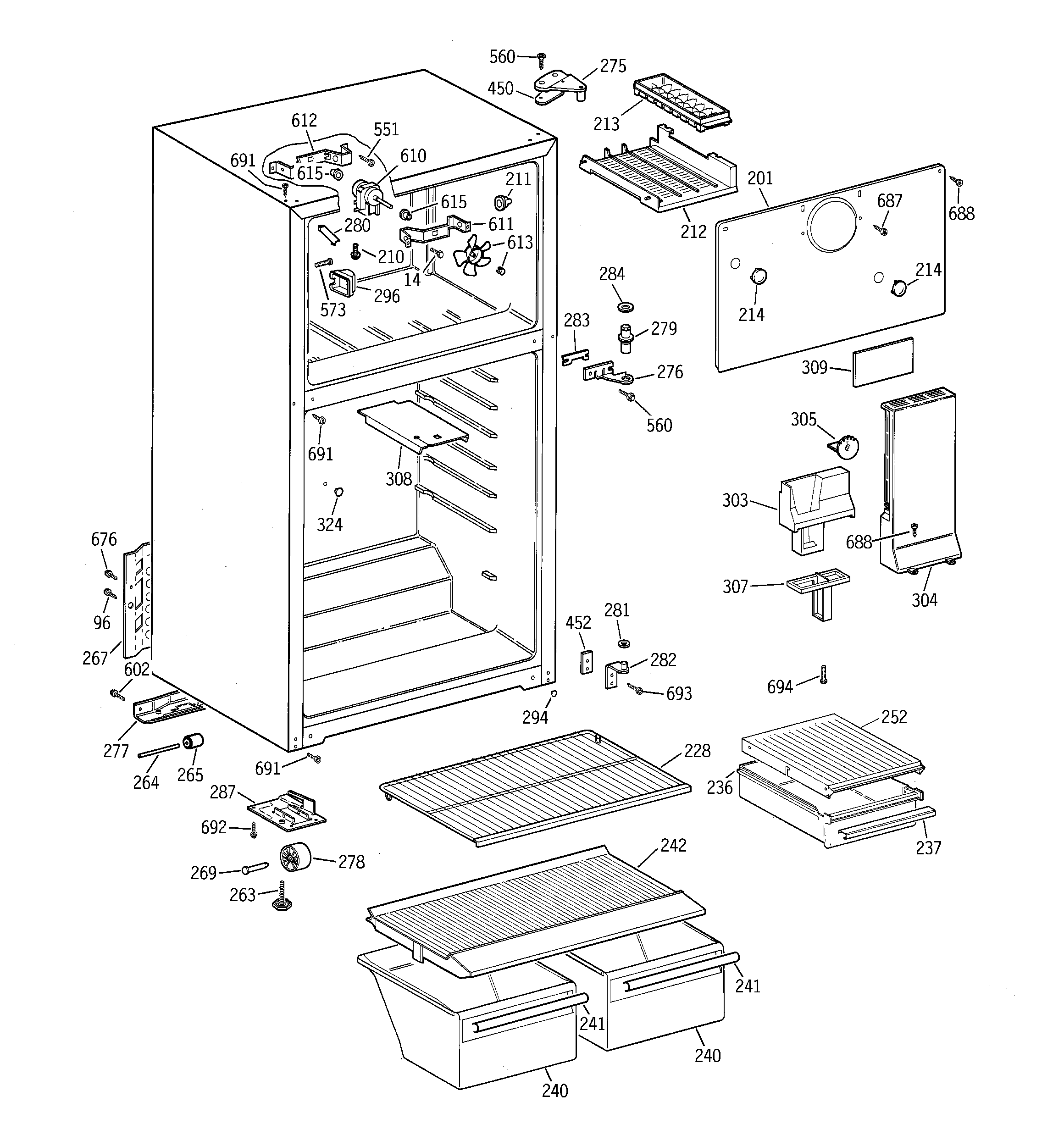 Hotpoint CTX16BYBJLAA cabinet diagram