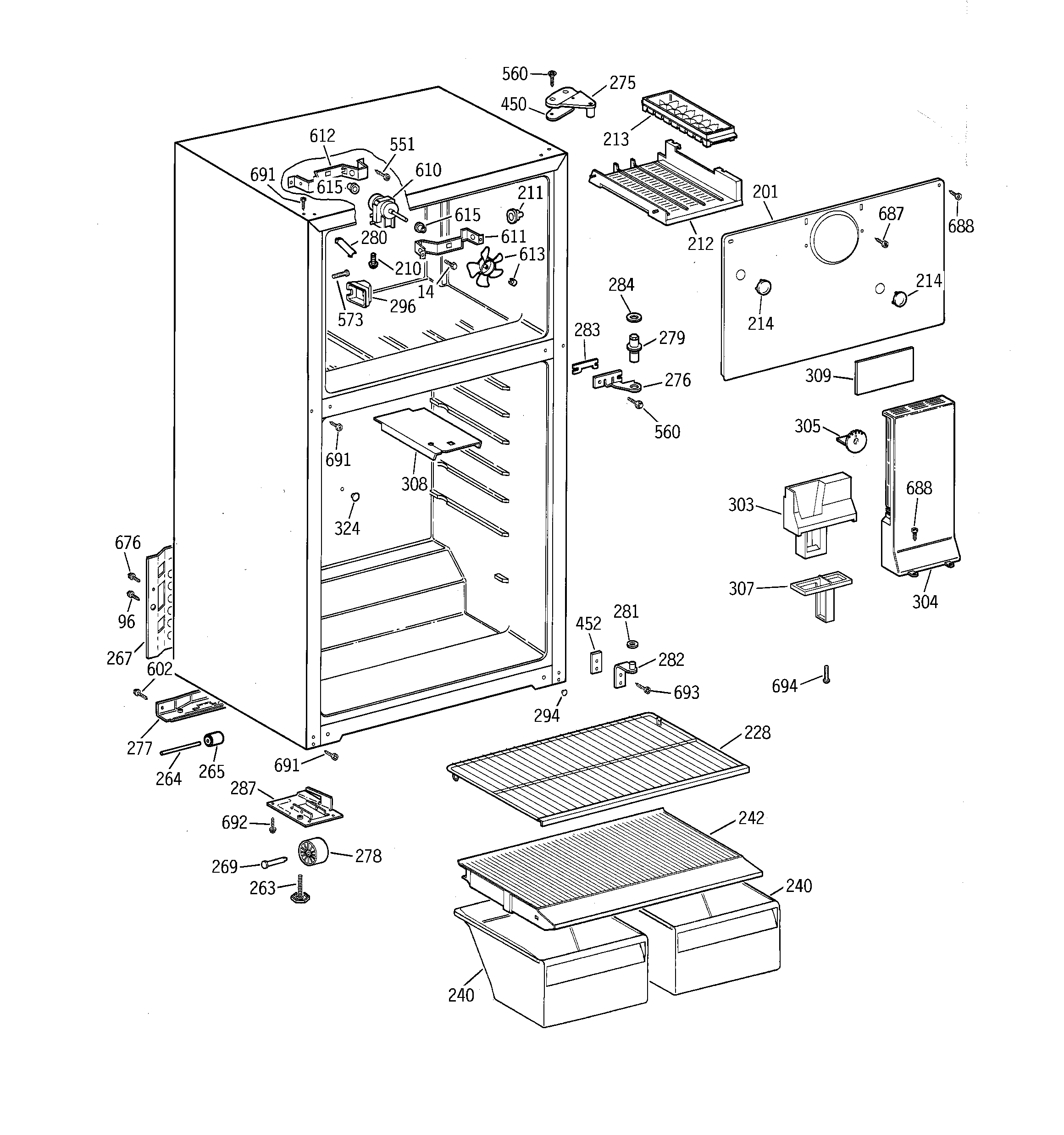 Hotpoint CTX16CZBJRAA cabinet diagram