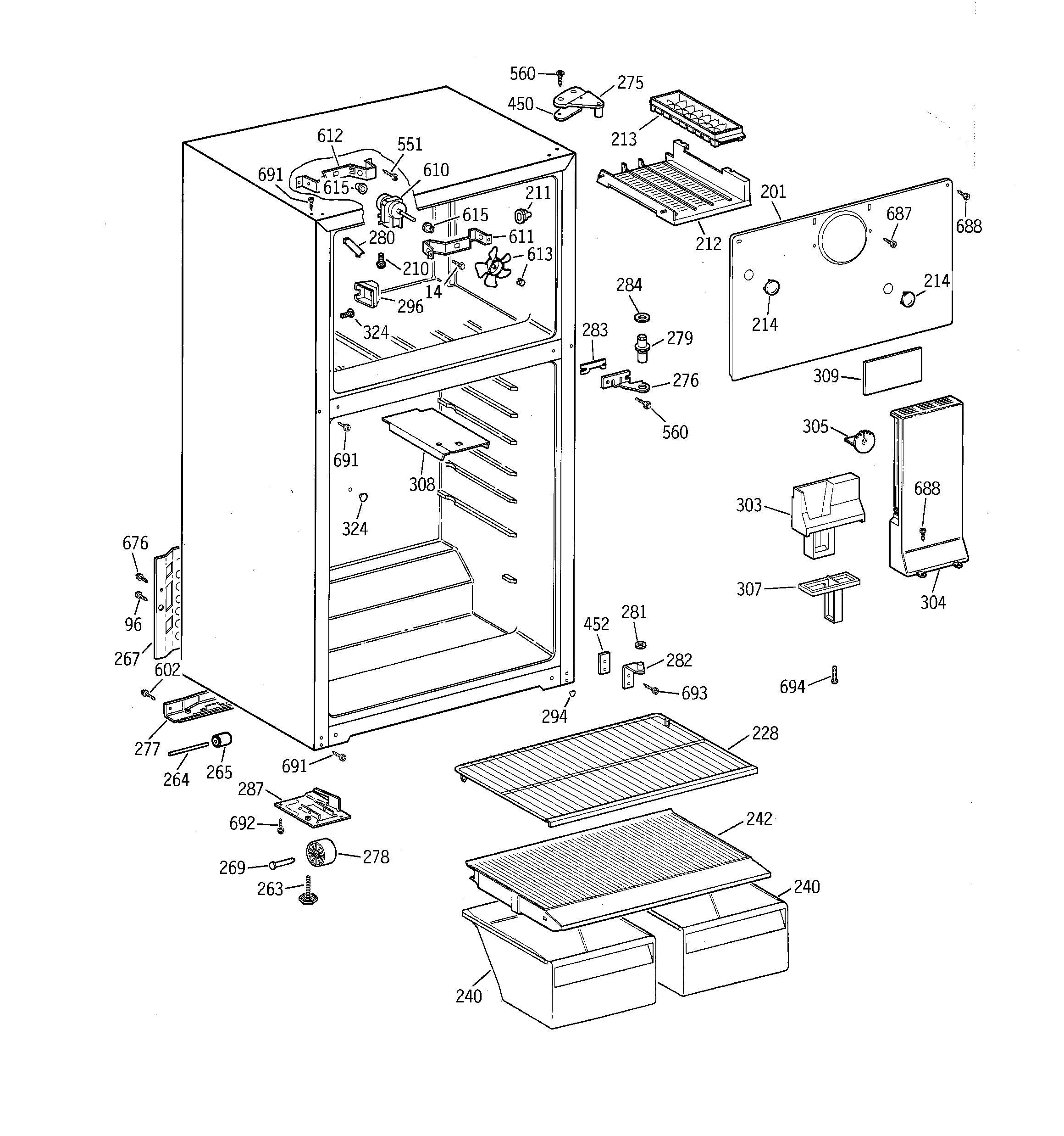 Hotpoint CTH16CYBLLWW cabinet diagram