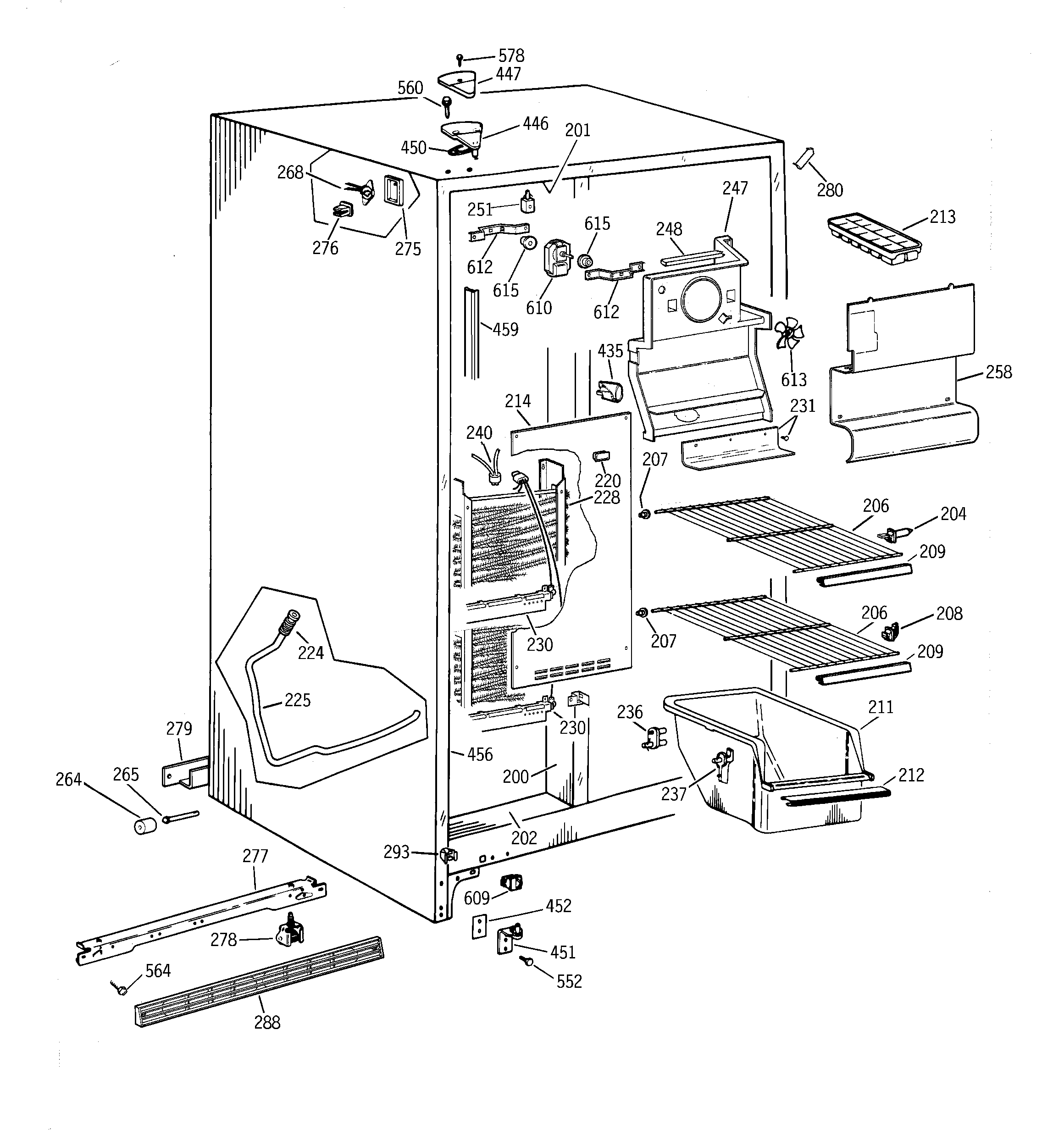 Hotpoint CST20KABCAD freezer section diagram