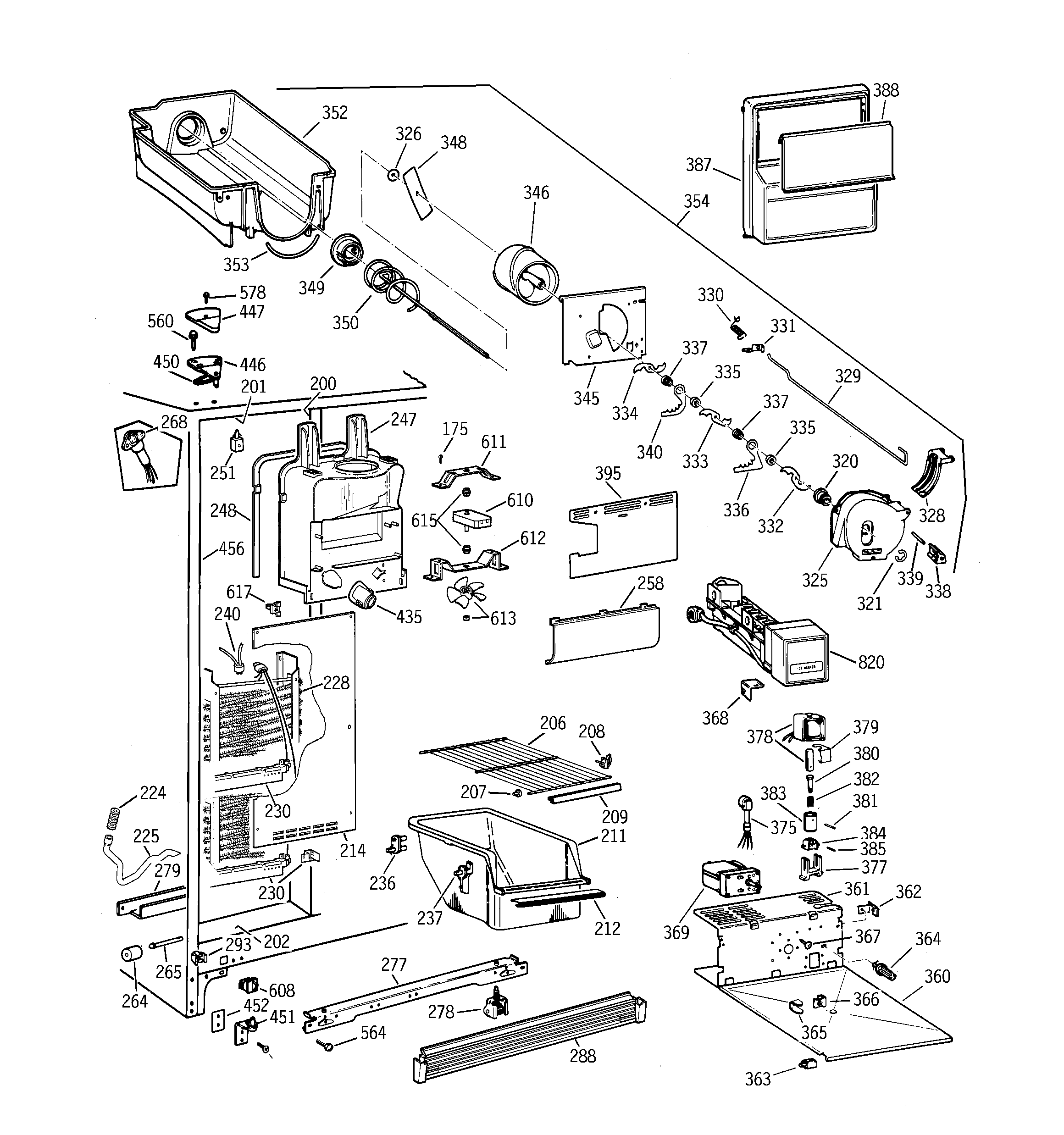 Hotpoint CSX22GRBCWW freezer section diagram