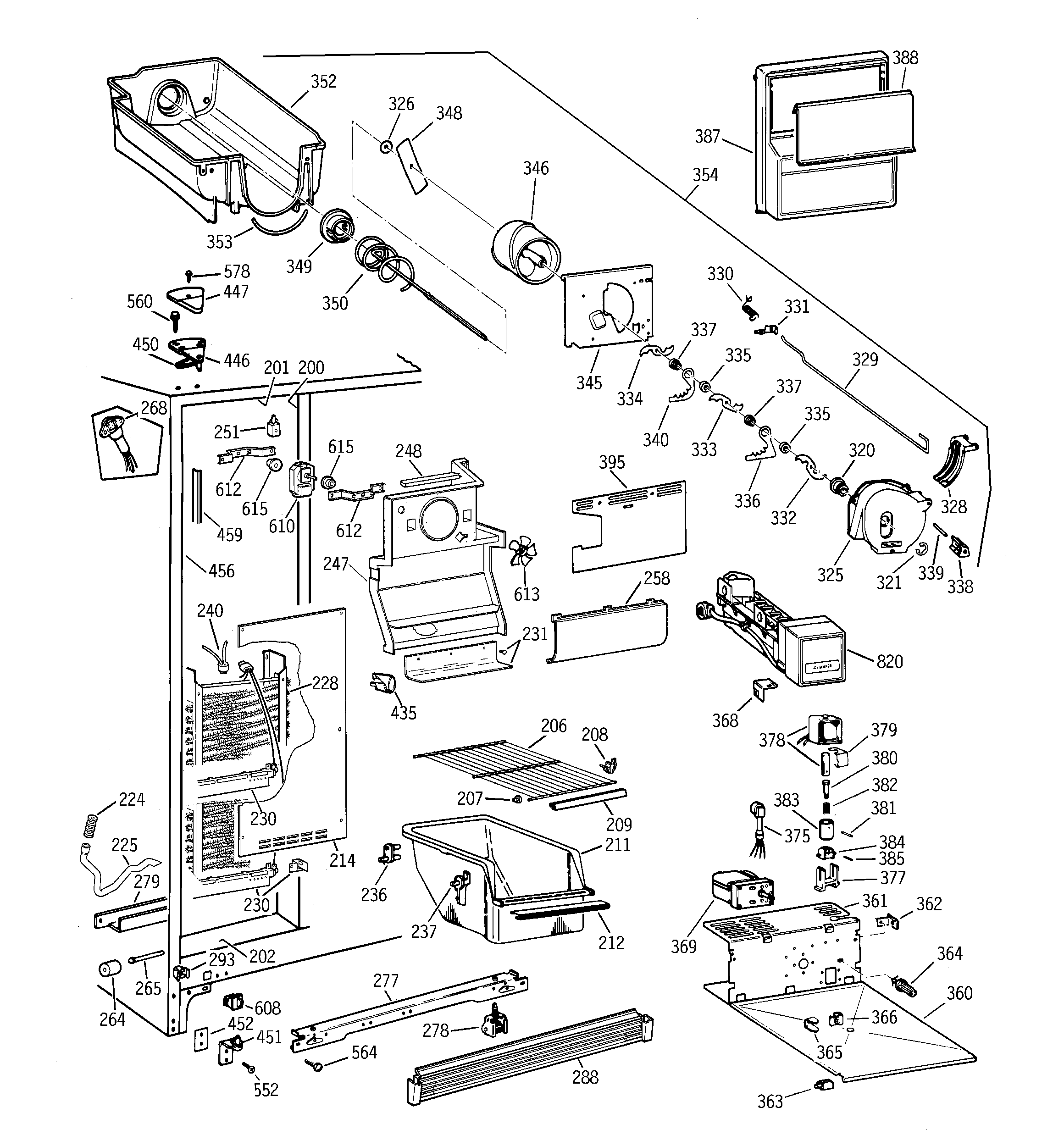 Hotpoint CST25GRBCWW freezer section diagram