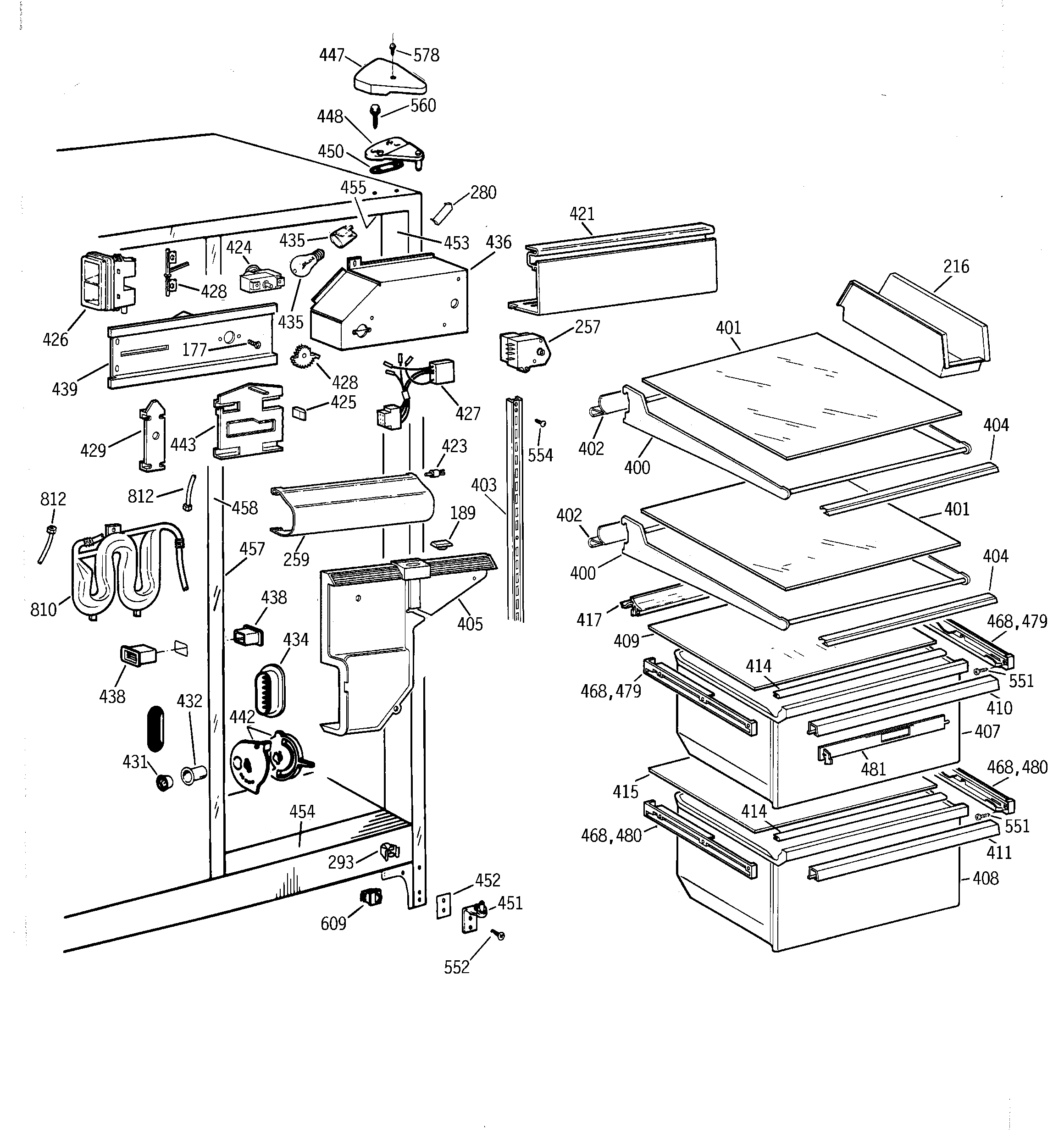 Hotpoint CST25GRBCWW fresh food section diagram