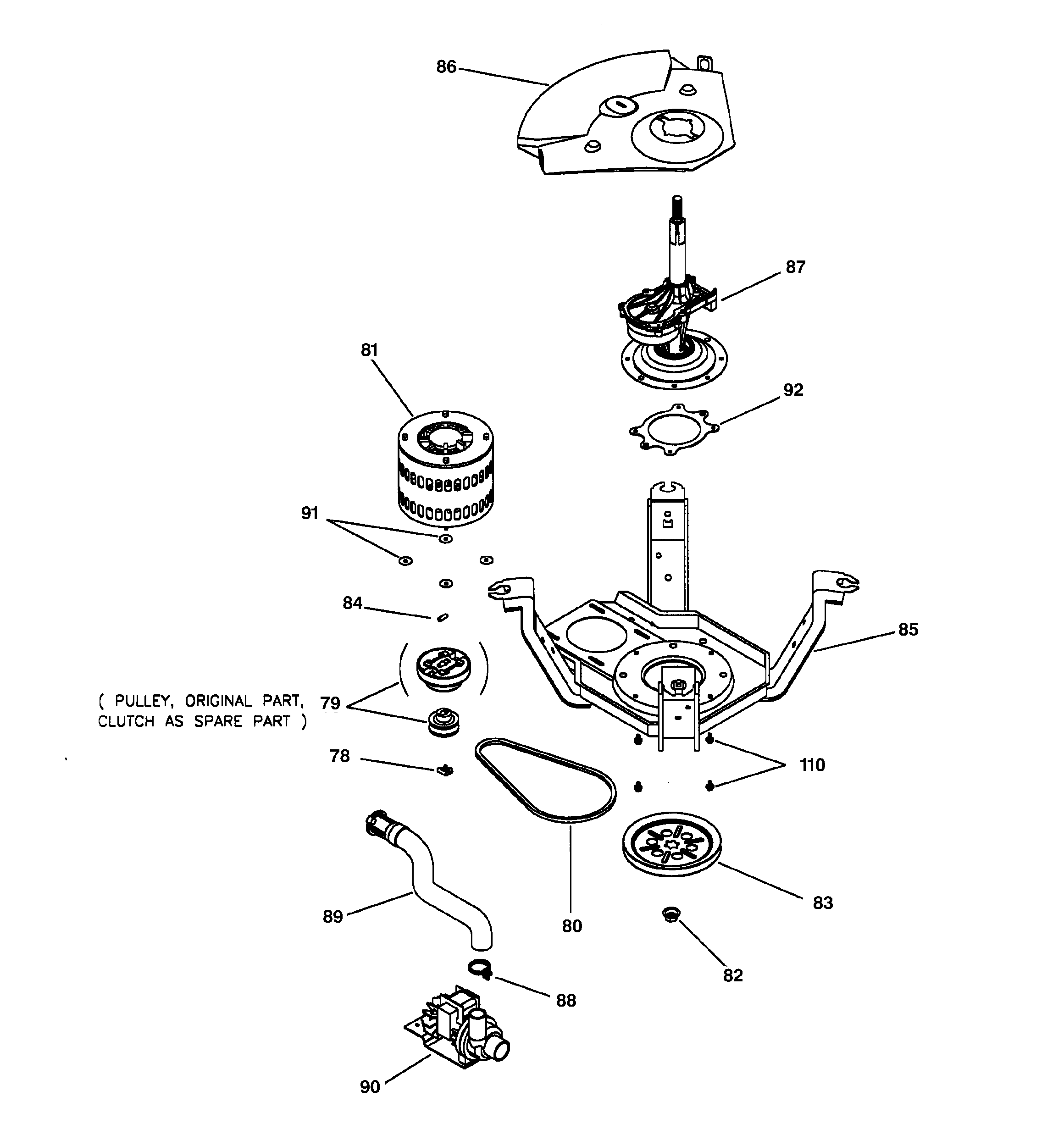 Hotpoint VLLR1020T1WO pump & drive components diagram