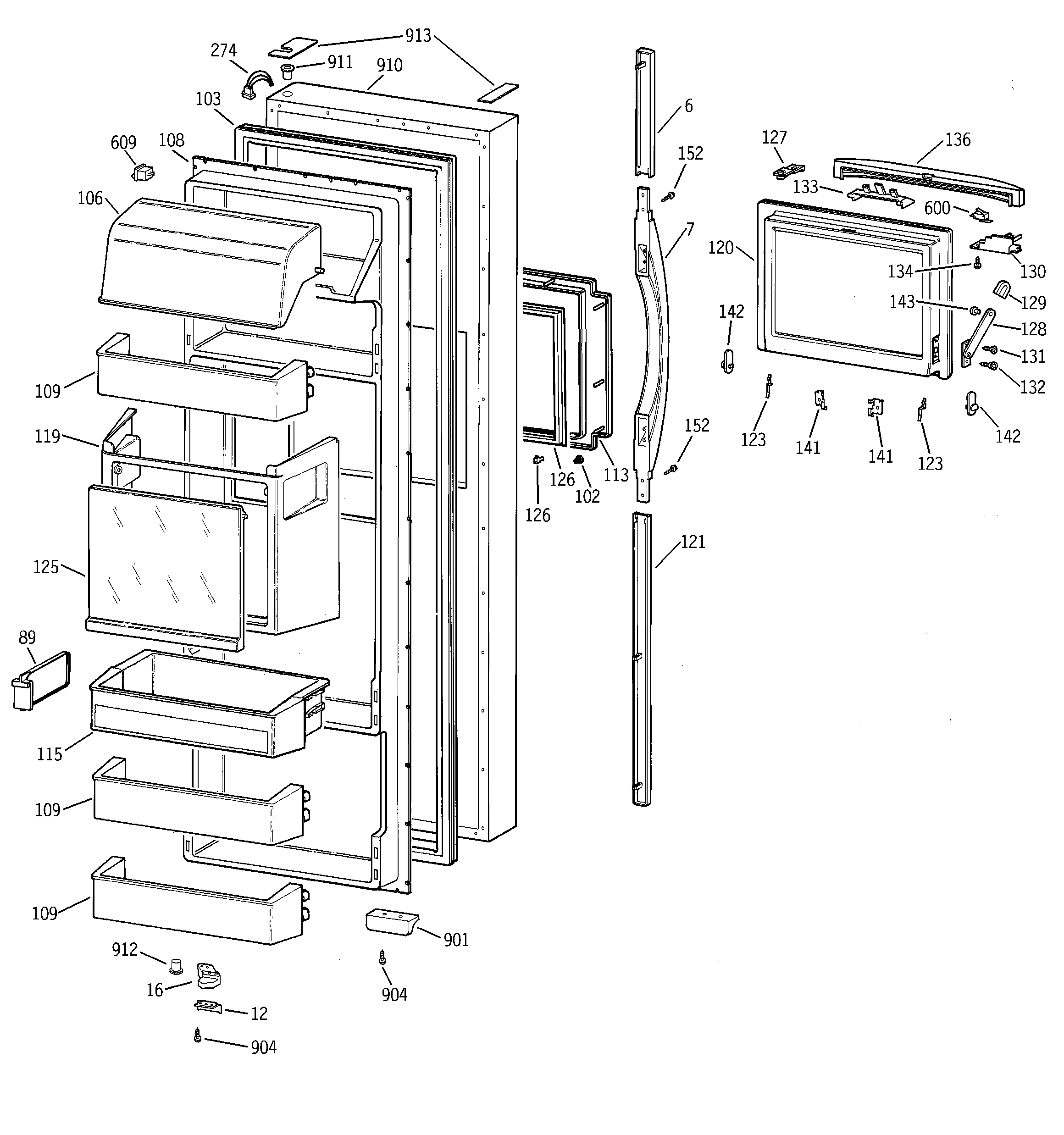 Hotpoint CSG28DHCCWW fresh food door diagram