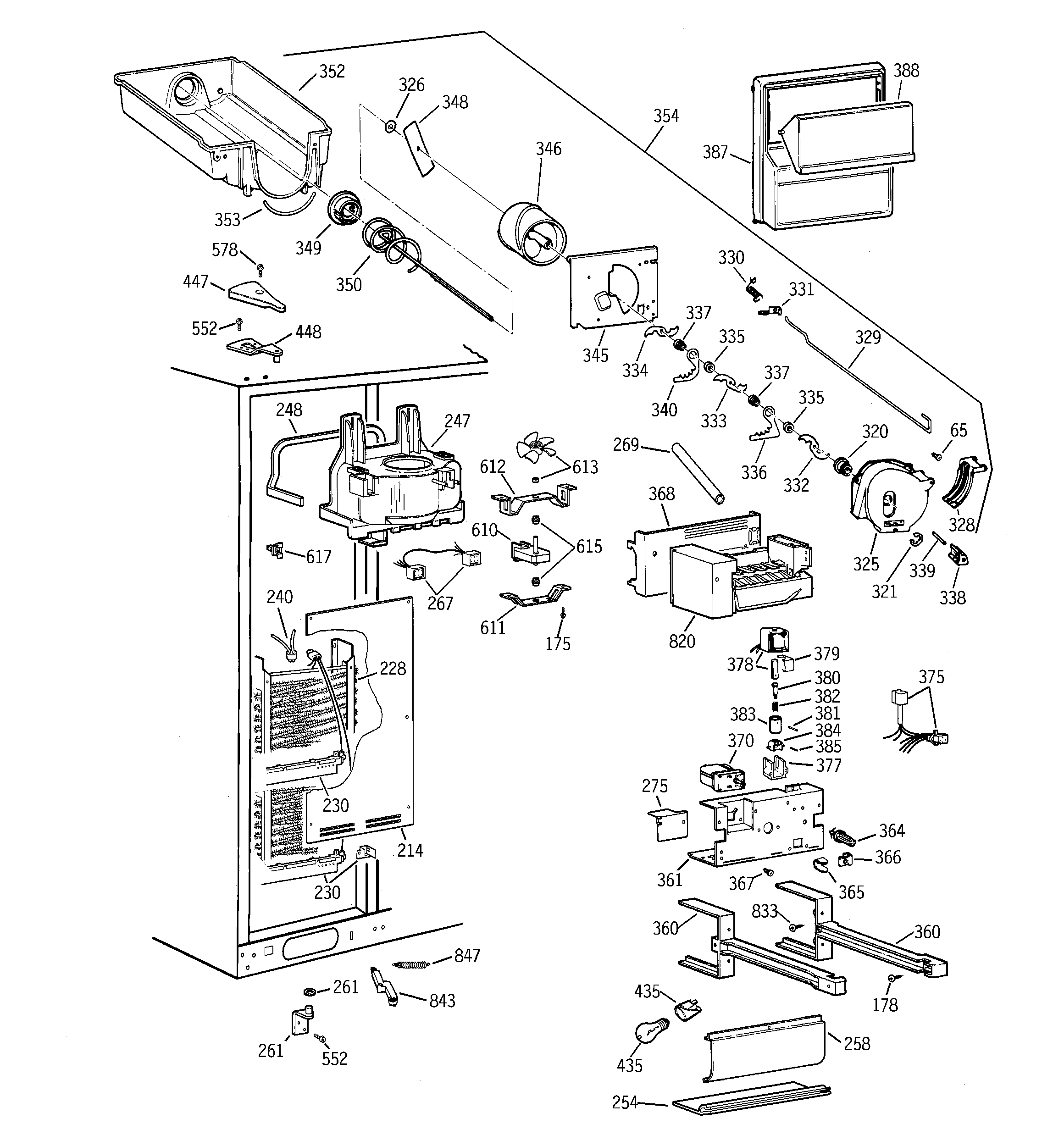 Hotpoint CSG28DHCCWW freezer section diagram
