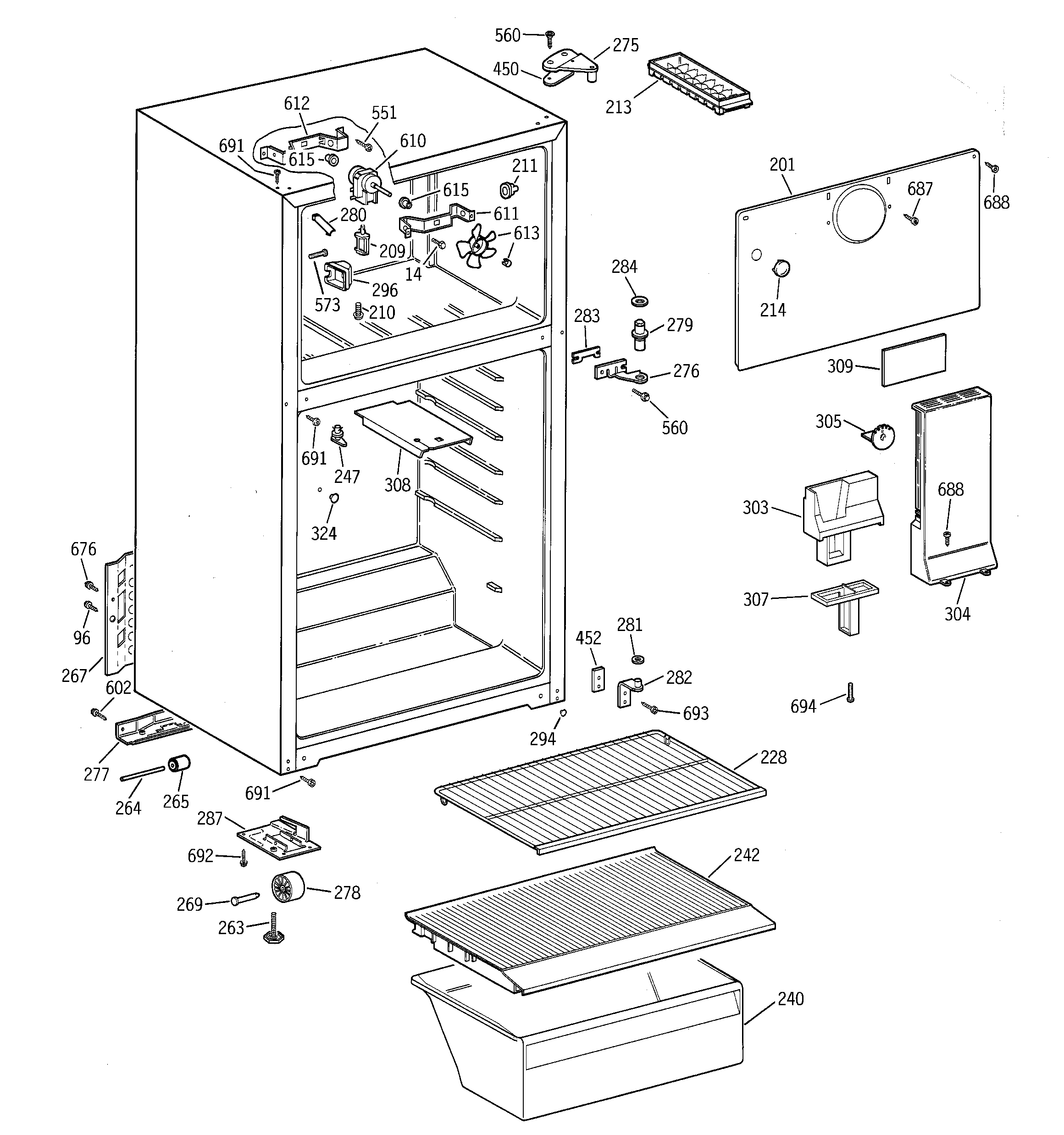 Hotpoint CTX14AYBNLWW cabinet diagram