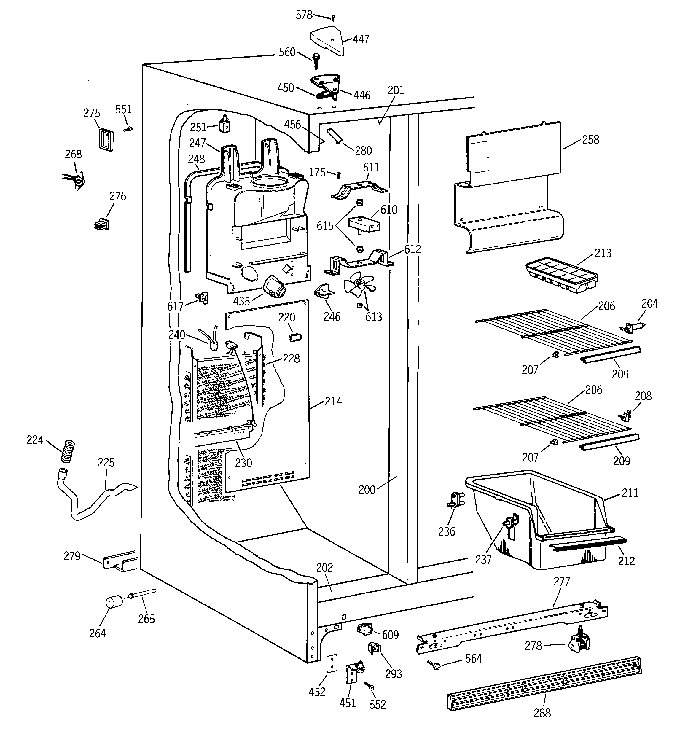Hotpoint CSX20BABEAD freezer section diagram