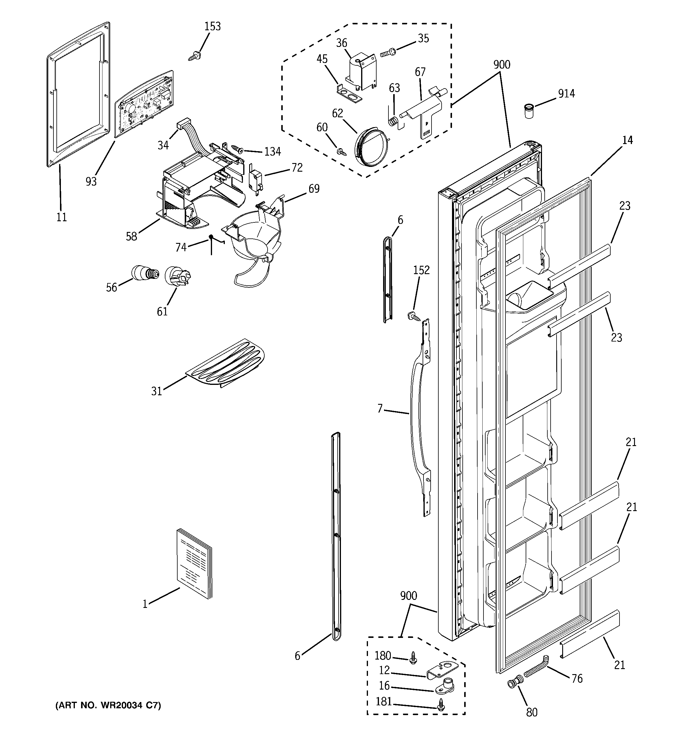 Hotpoint HSM22IFTBSA freezer door diagram