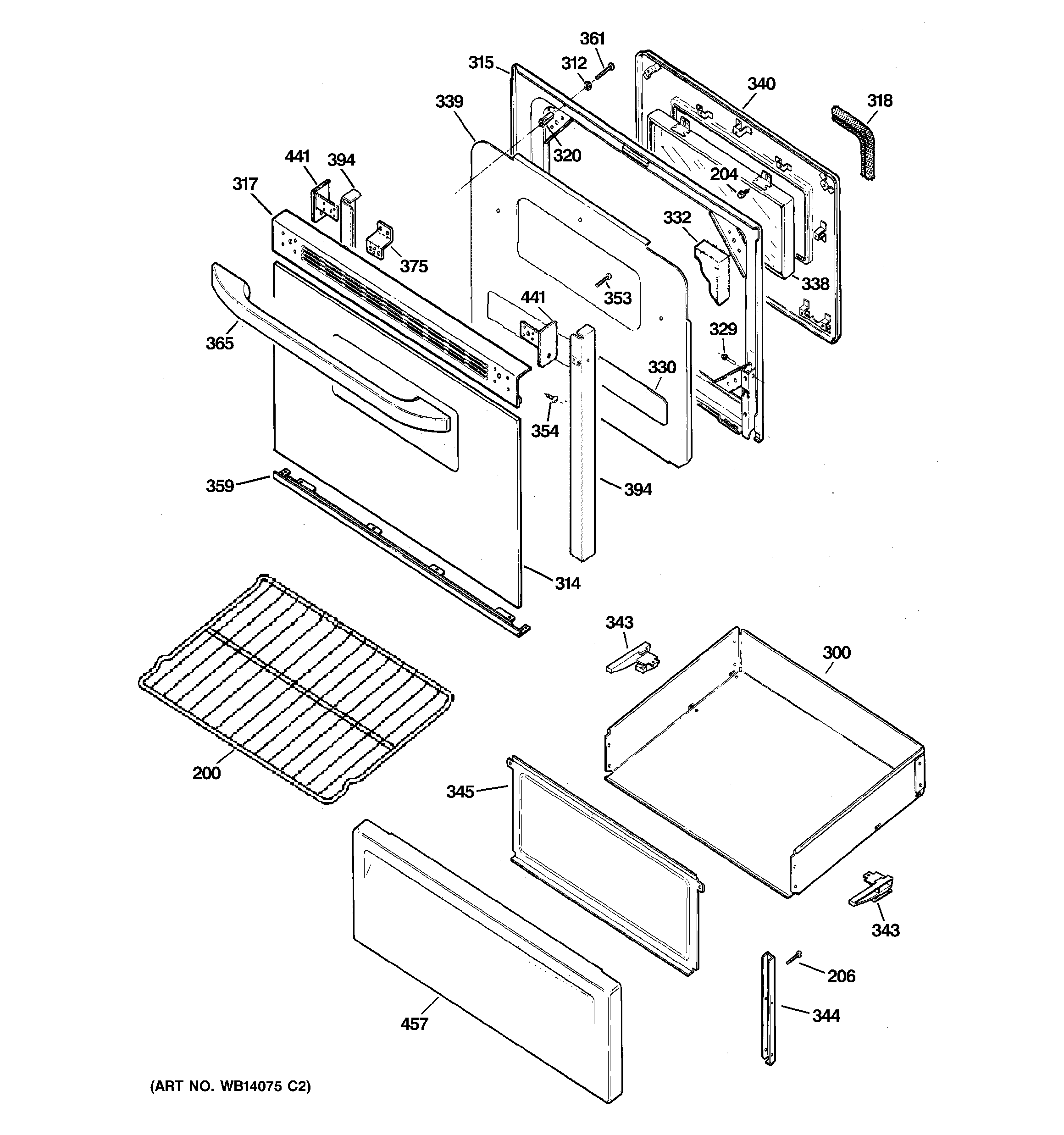 Hotpoint RCB787WJ4WW door & drawer parts diagram