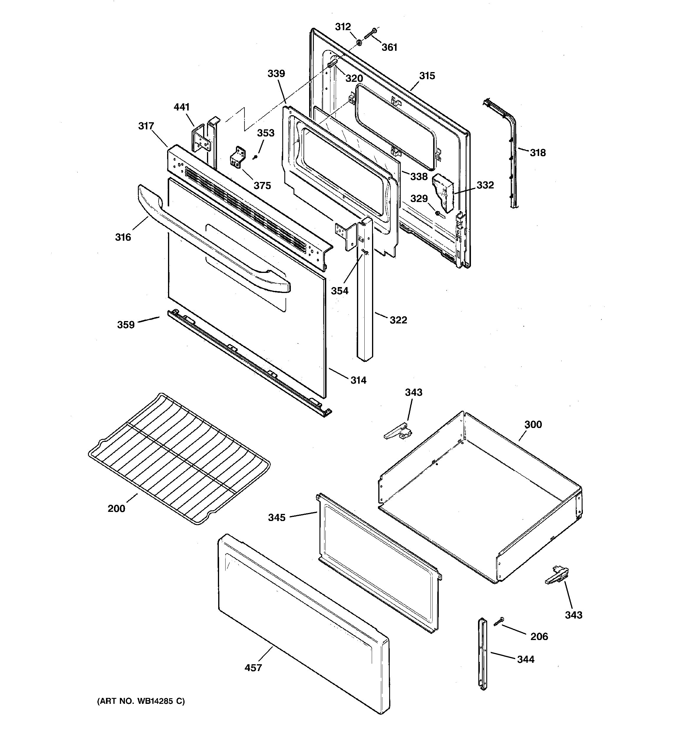 Hotpoint RCBS787WJ3WW door & drawer parts diagram