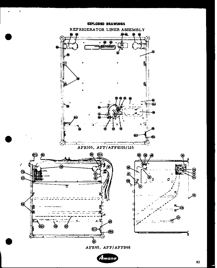 Amana AFF105L refrigerator liner assembly (afr95) (afr105) (aff98) (affs98) (aff105) (affs105) (aff125) (affs125) diagram