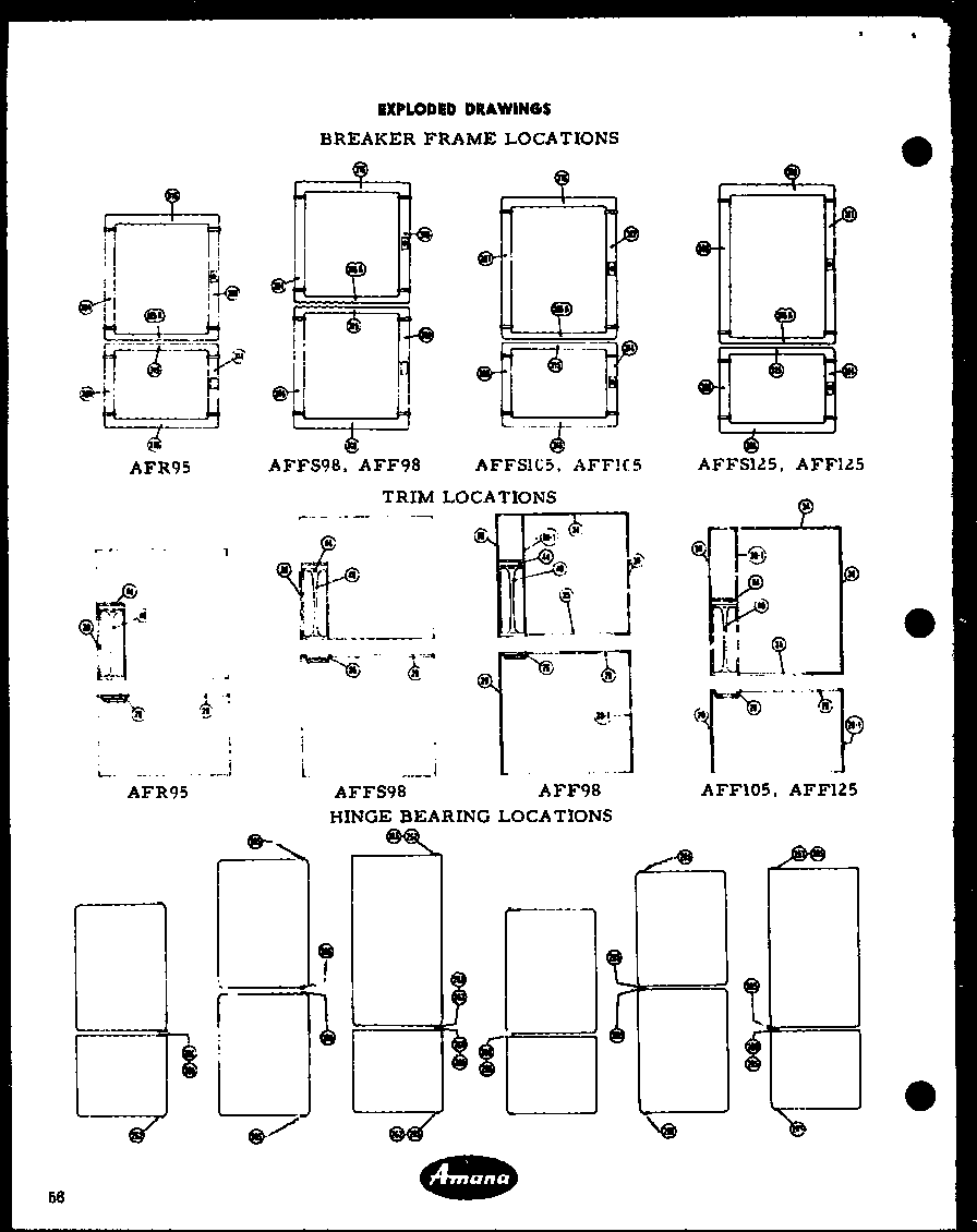 Amana AFF105L breaker frame locations diagram