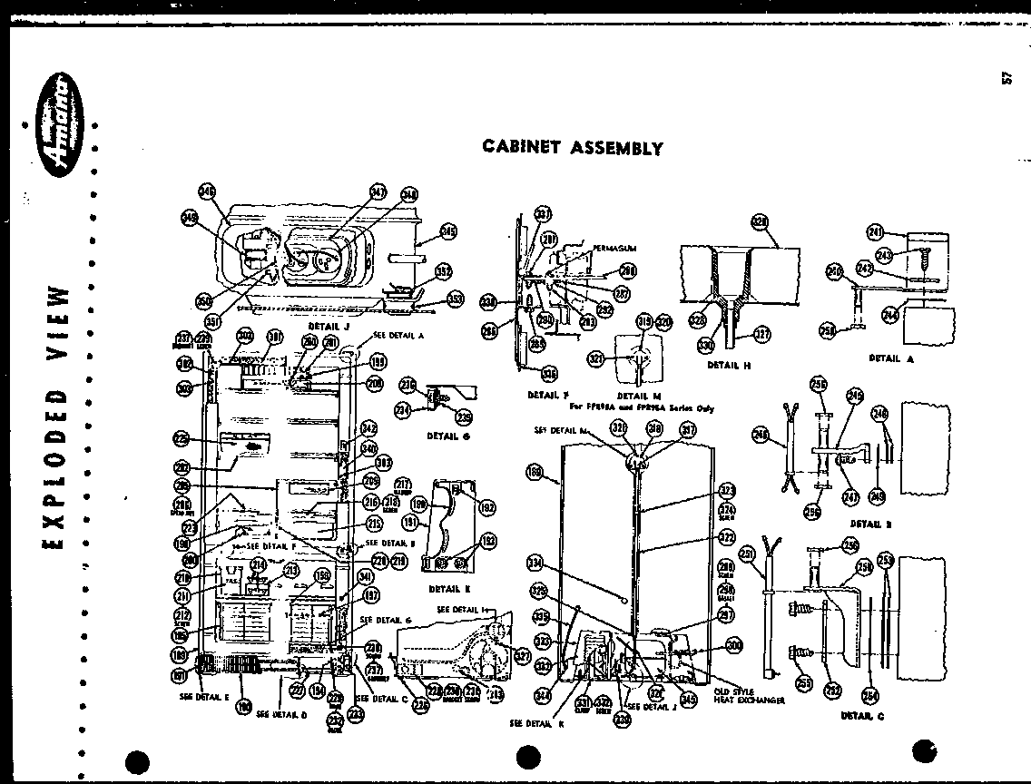 Amana FPR125LA cabinet assembly diagram