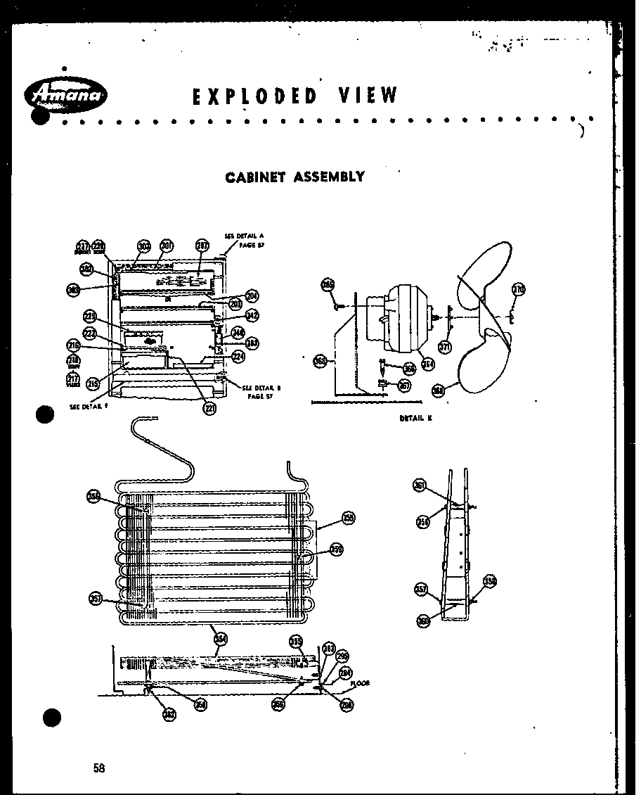 Amana FPR125LA cabinet assembly diagram