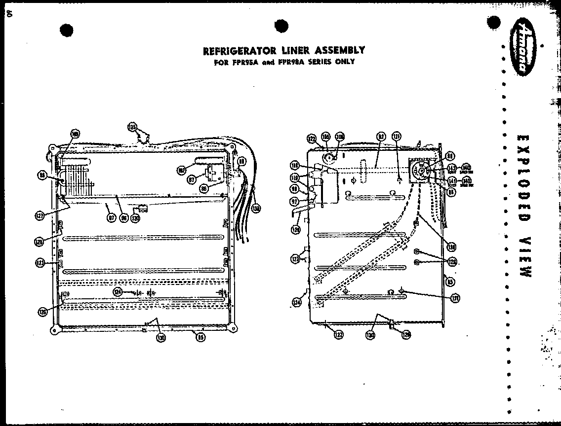 Amana FPR125LA refrigerator liner assembly (fpr95a) (fpr98a) diagram