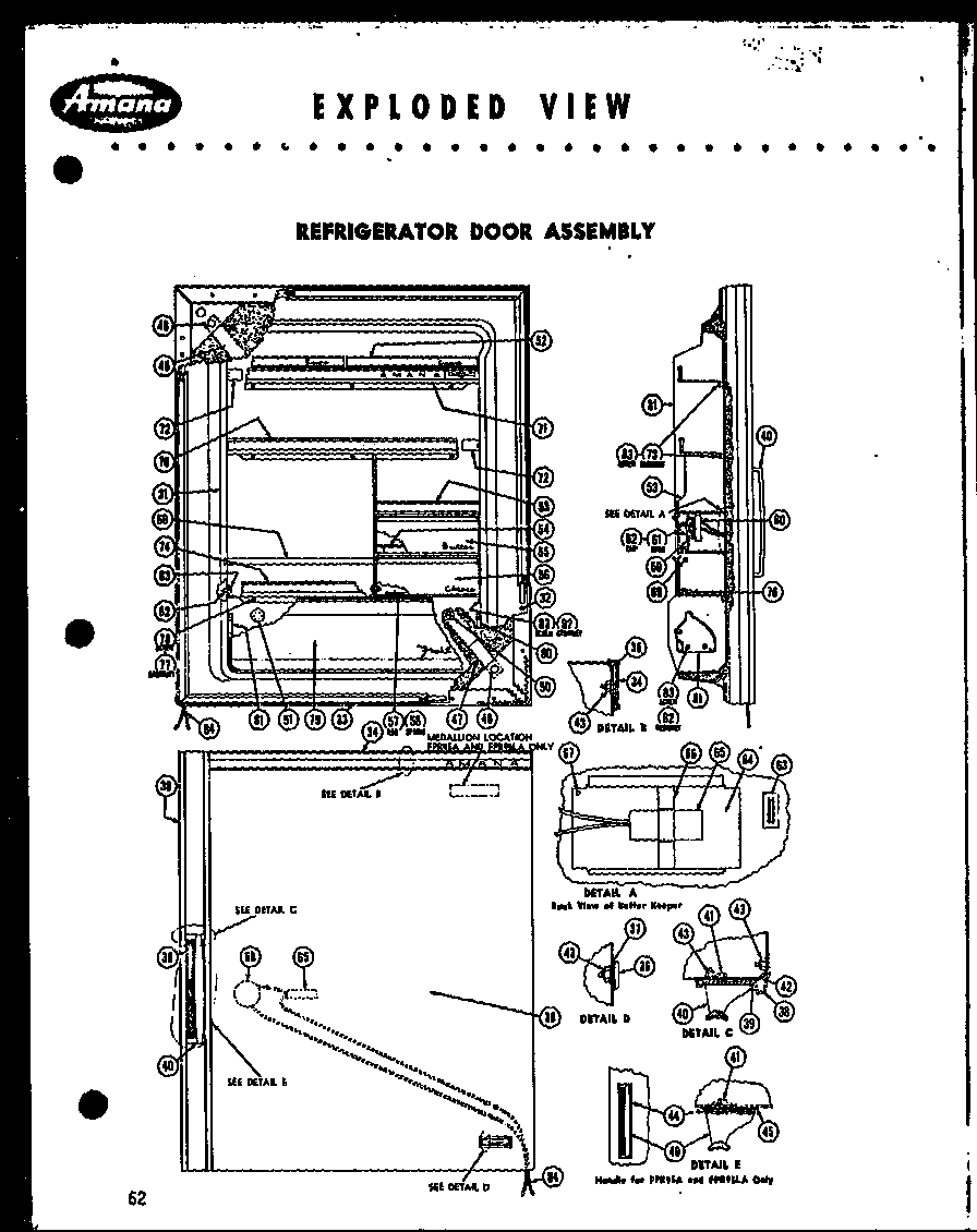Amana FPR125LA refrigerator door assembly diagram