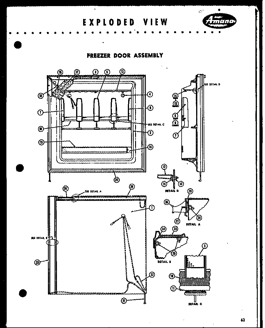 Amana FPR125LA freezer door assembly diagram