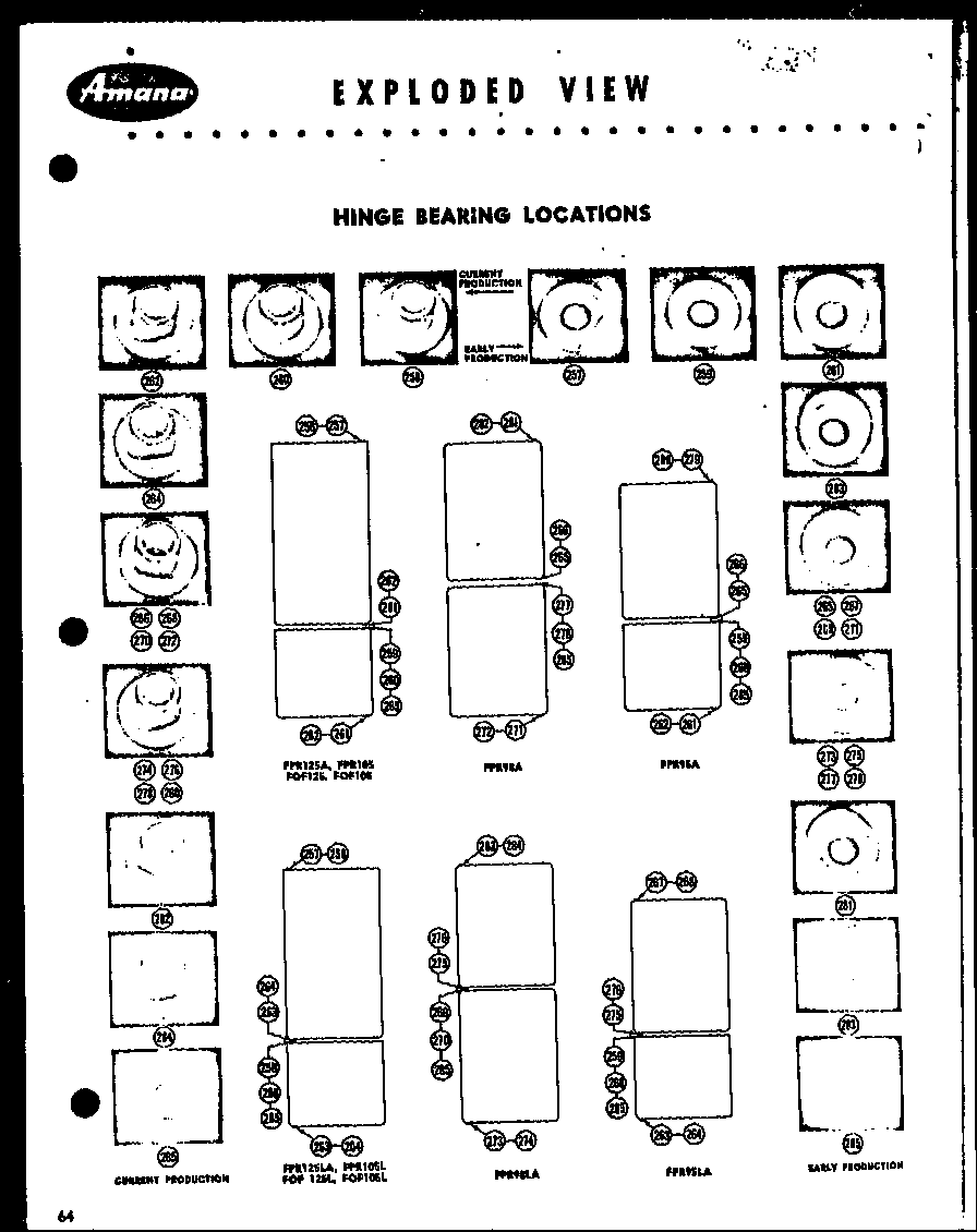 Amana FPR125LA hinge bearing locations diagram
