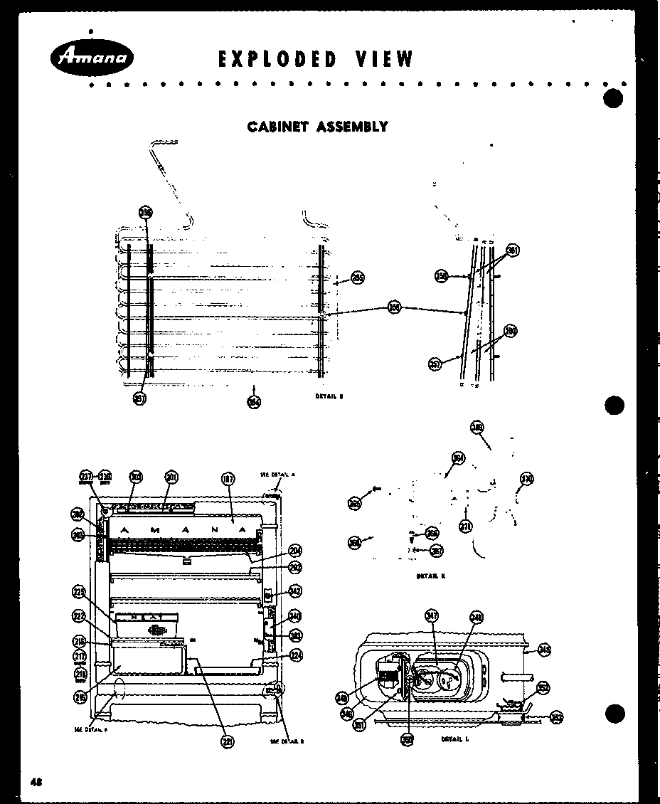 Amana FF125L cabinet assembly diagram