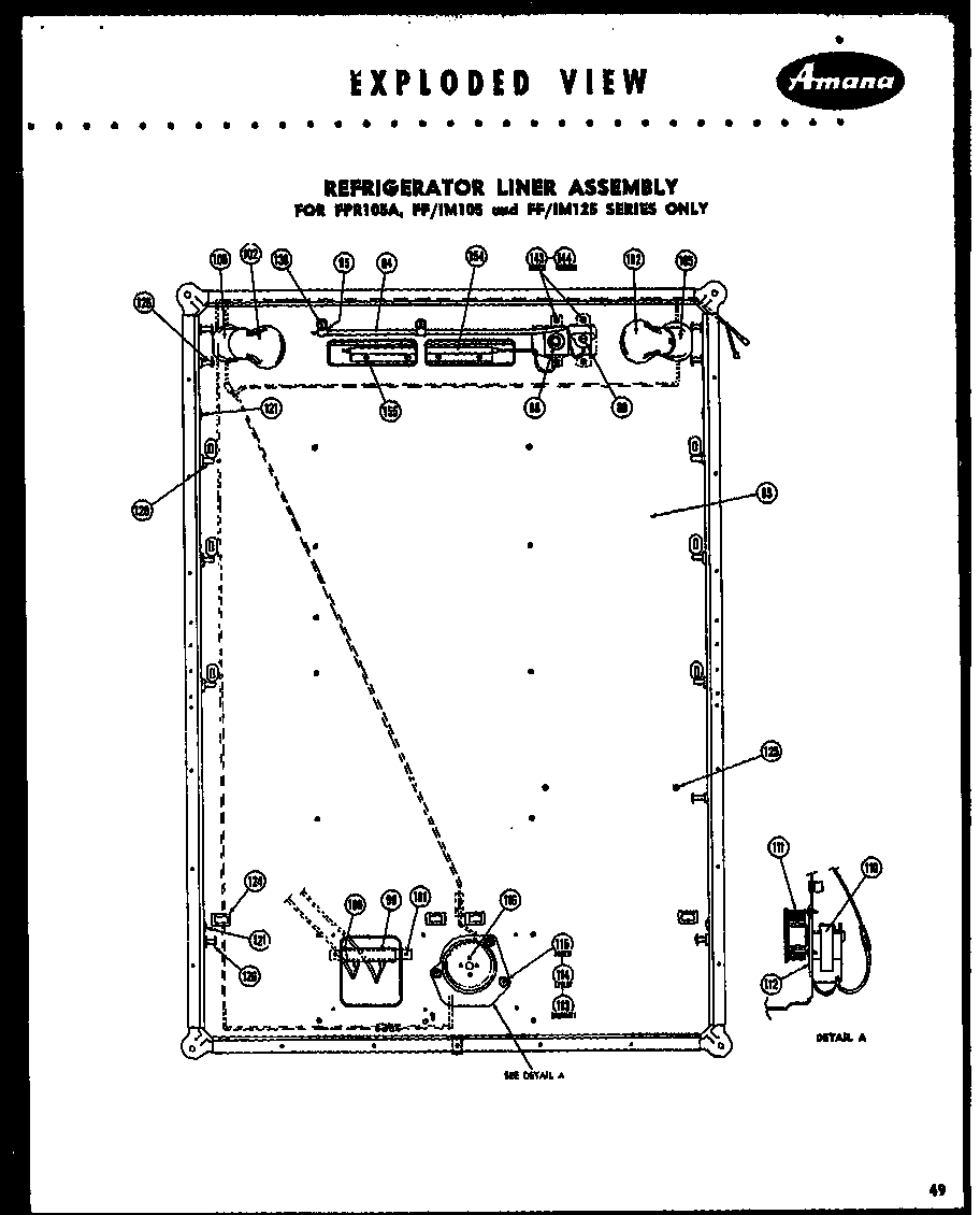 Amana FF125L refrigerator liner assembly (fpr105a) (ff105) (im105) (ff125) (im125) diagram