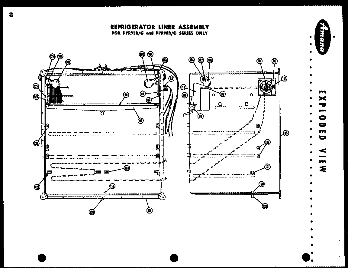 Amana FF125L refrigerator liner assembly (fpr95b) (fpr95c) (fpr98b) (fpr98c) diagram