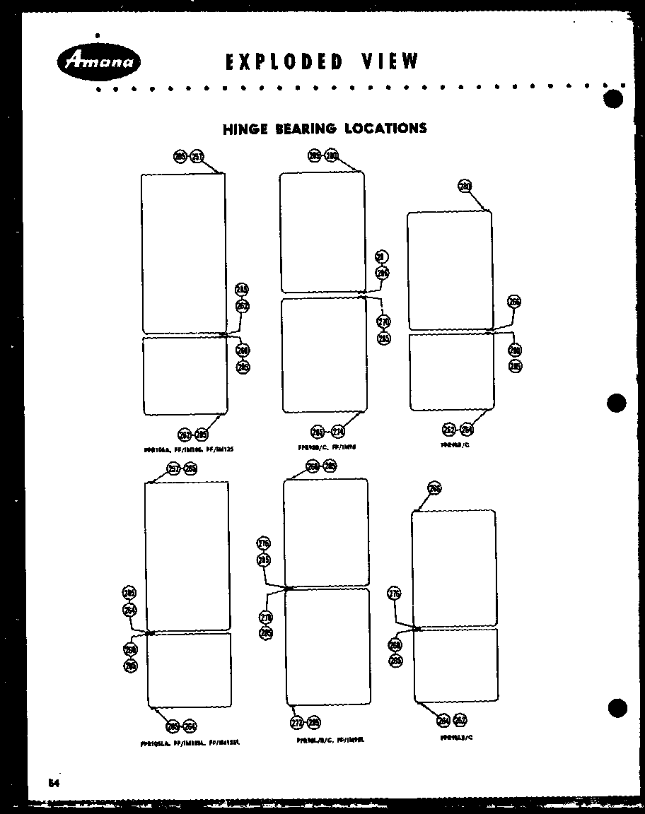 Amana FF125L hinge bearing locations diagram