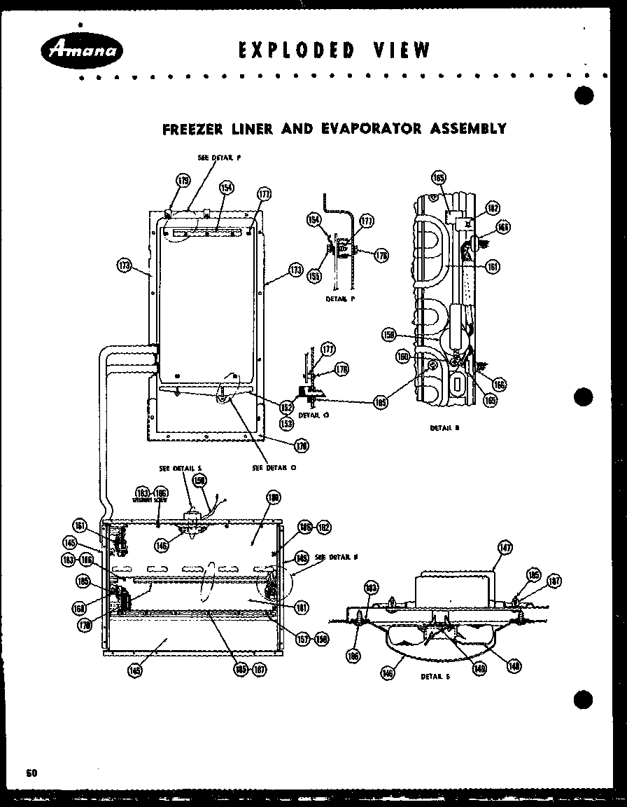 Amana IM98LA freezer liner and evaporator assembly diagram