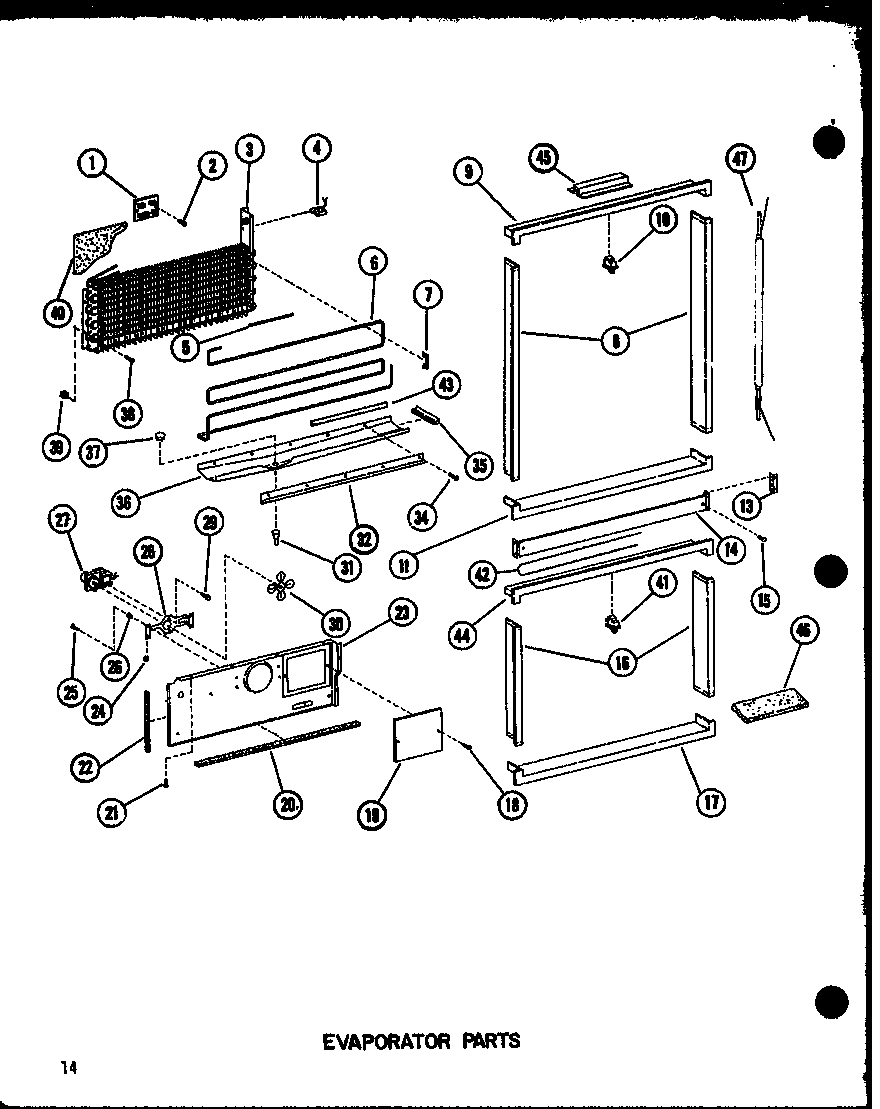 Amana BCI20CG-P6023521WG evaporator parts diagram