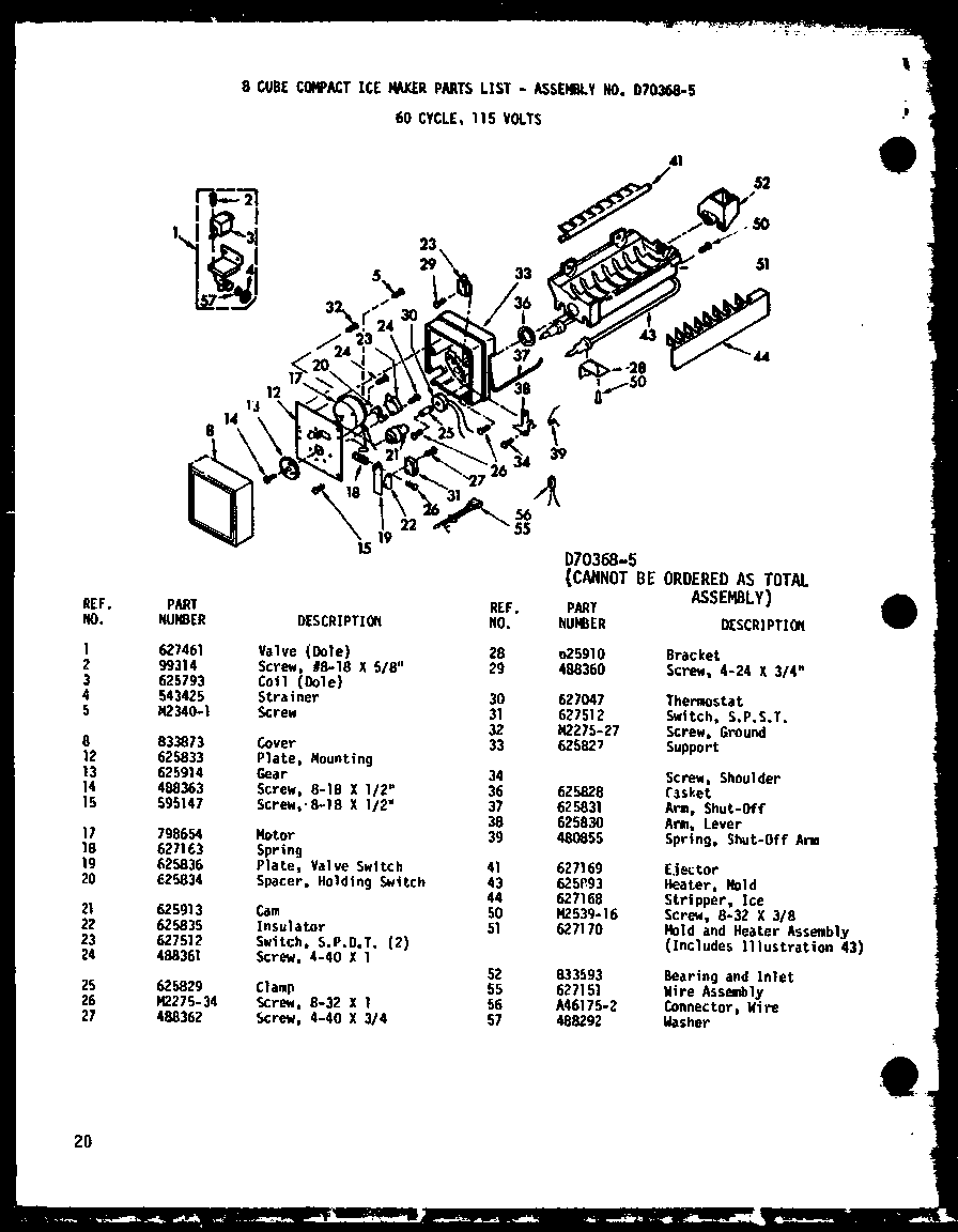 Amana BCI20D-P6023524W 8 cube compact ice maker (bci20d/p6023524w) diagram