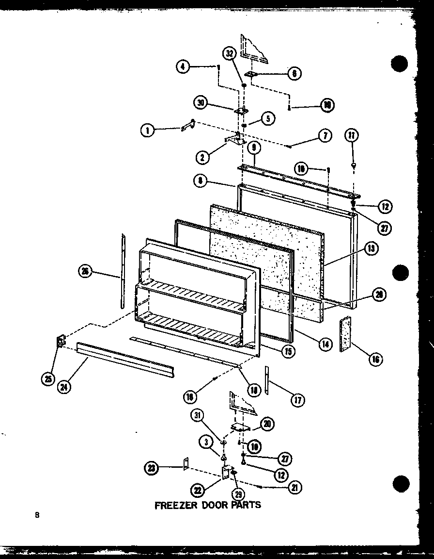 Amana BCI20EL-P747024WL freezer door parts diagram