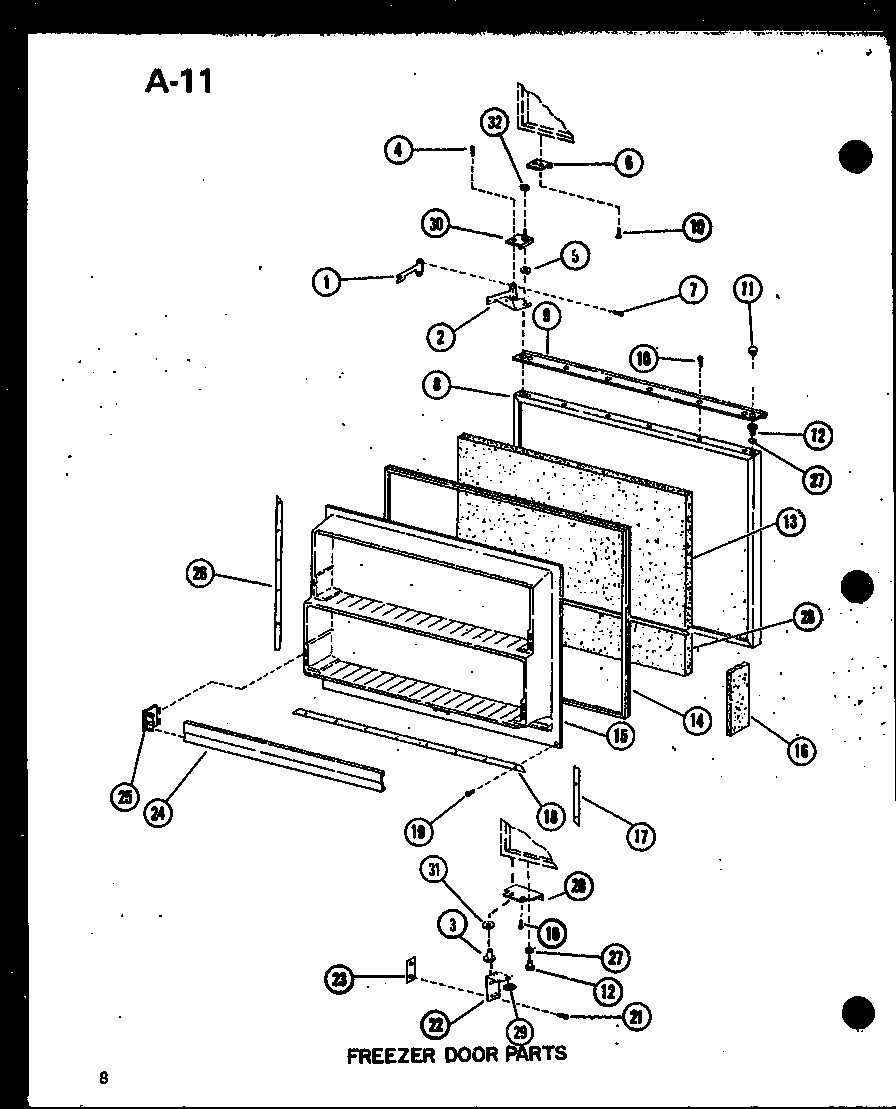 Amana BC20EL-P747025WL freezer door parts diagram