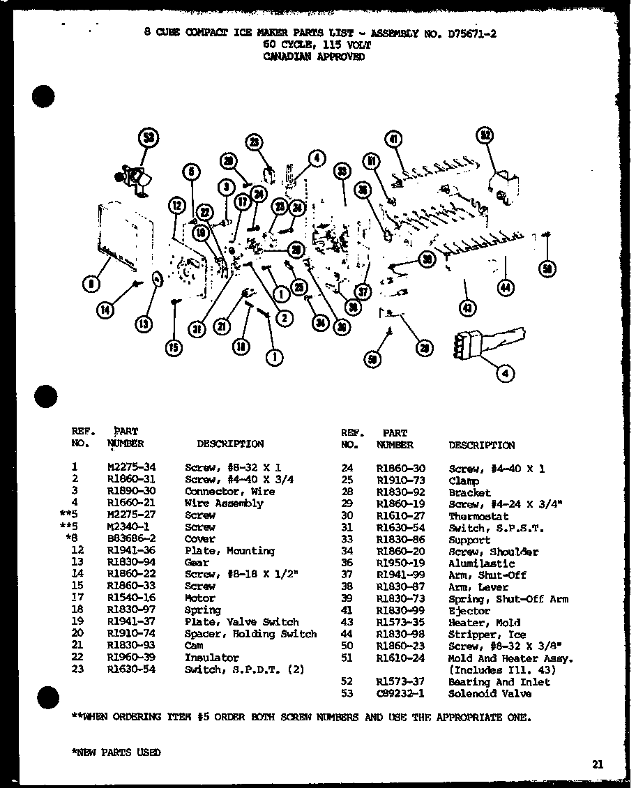 Amana BC20H-P7680810W 8 cube compact ice maker (cic-4/p76213-2w) (cic-4h/p76213-8w) diagram