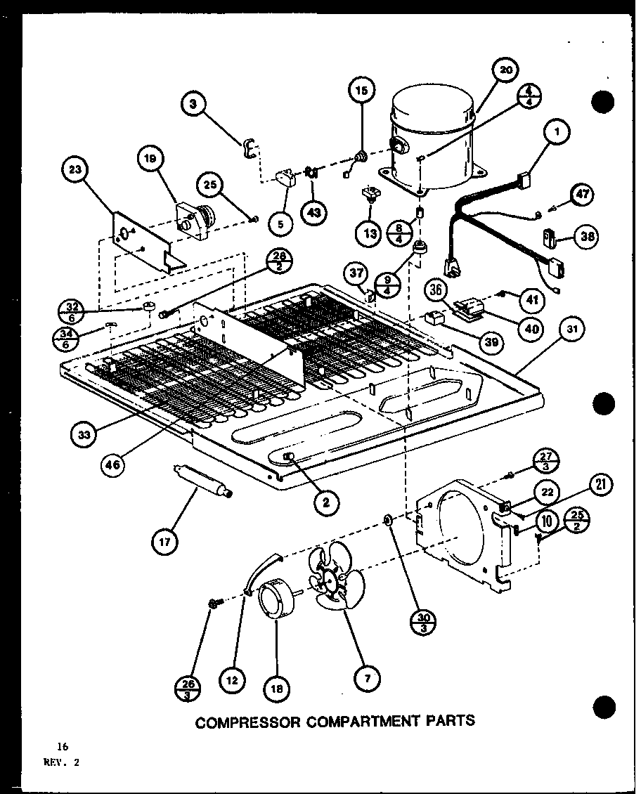 Amana BC20K-P7812501W compressor compartment parts (bc20k/p7812501w) (br20k/p7812502w) (bc20k/p7812507w) (bw20k/p7812510w) diagram