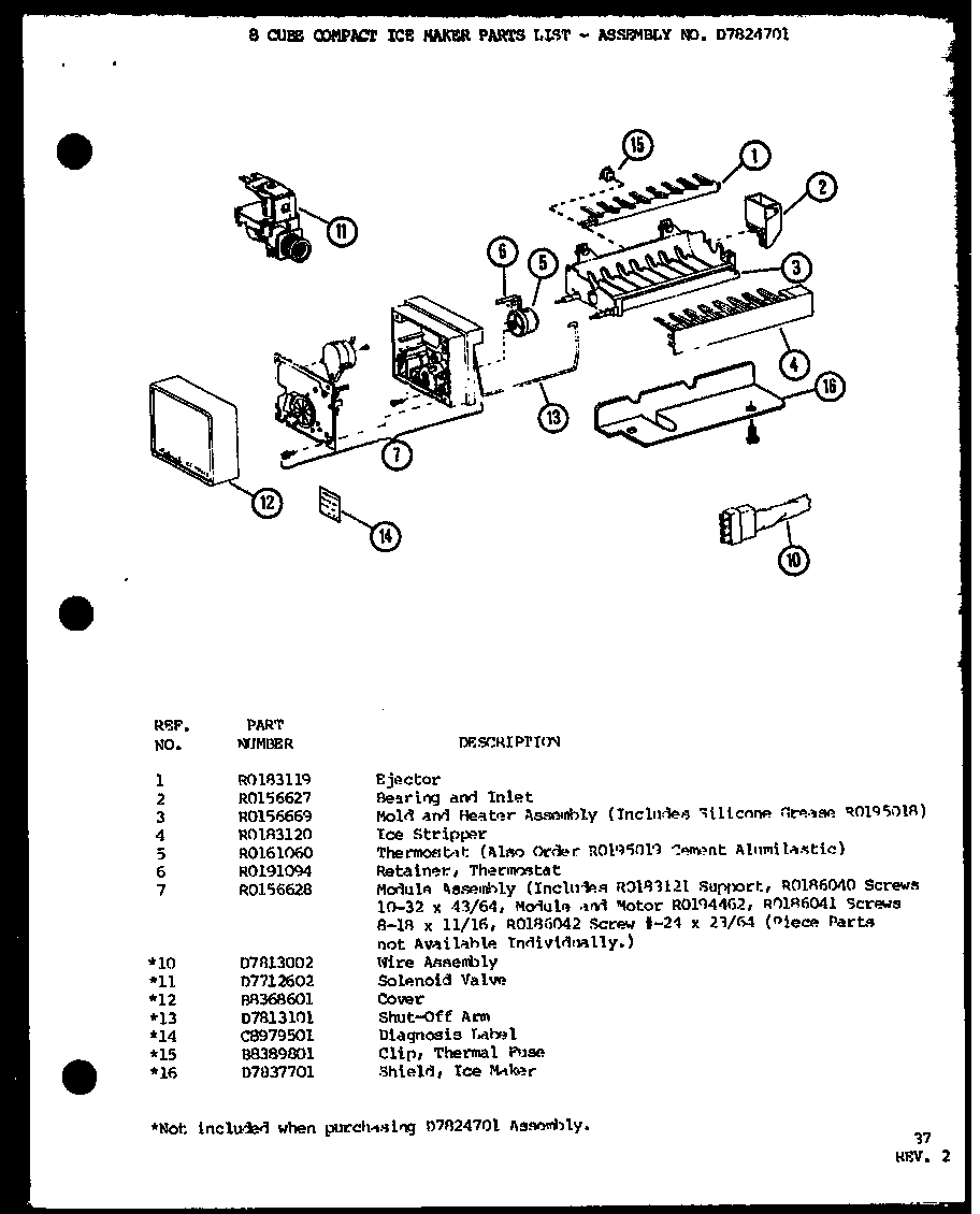 Amana BC20K-P7812501W 8 cube compact ice maker (ic3k/p7621310w) diagram