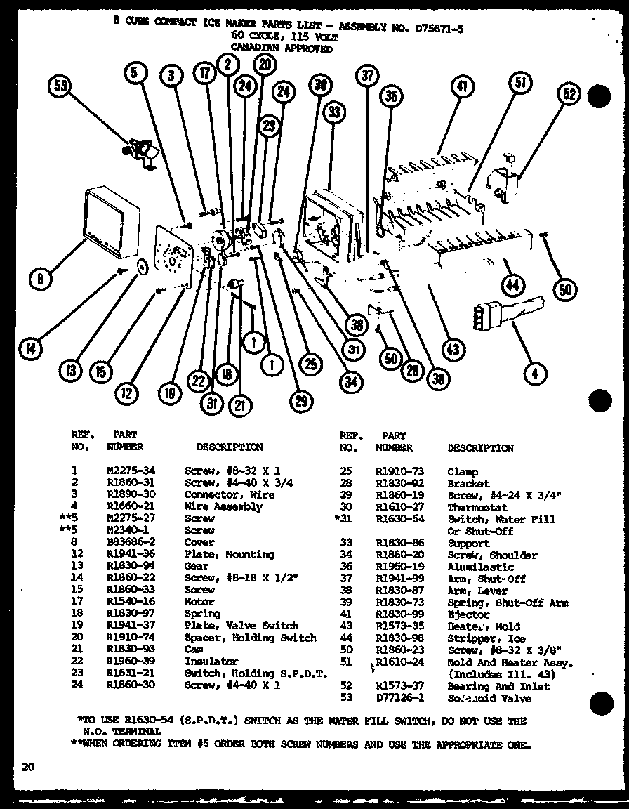 Amana BX20K-P7812512W 8 cube compact ice maker (cic4k/p7621311w) diagram