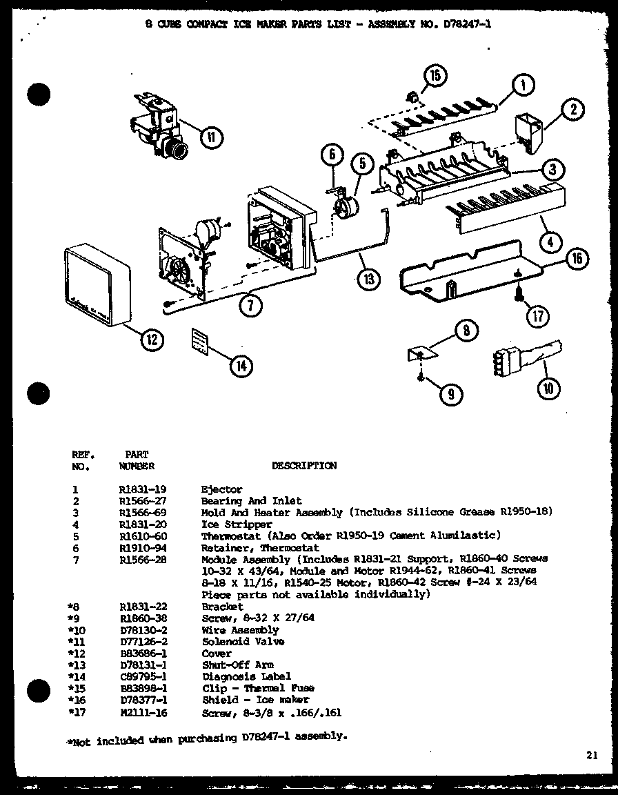 Amana BX20K-P7812512W 8 cube compact ice maker (ic3k/p7621310w) diagram