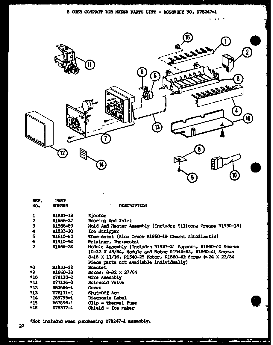 Amana CIC4H-P7621306W 8 cube compact ice maker (ic3k/p7621310w) diagram