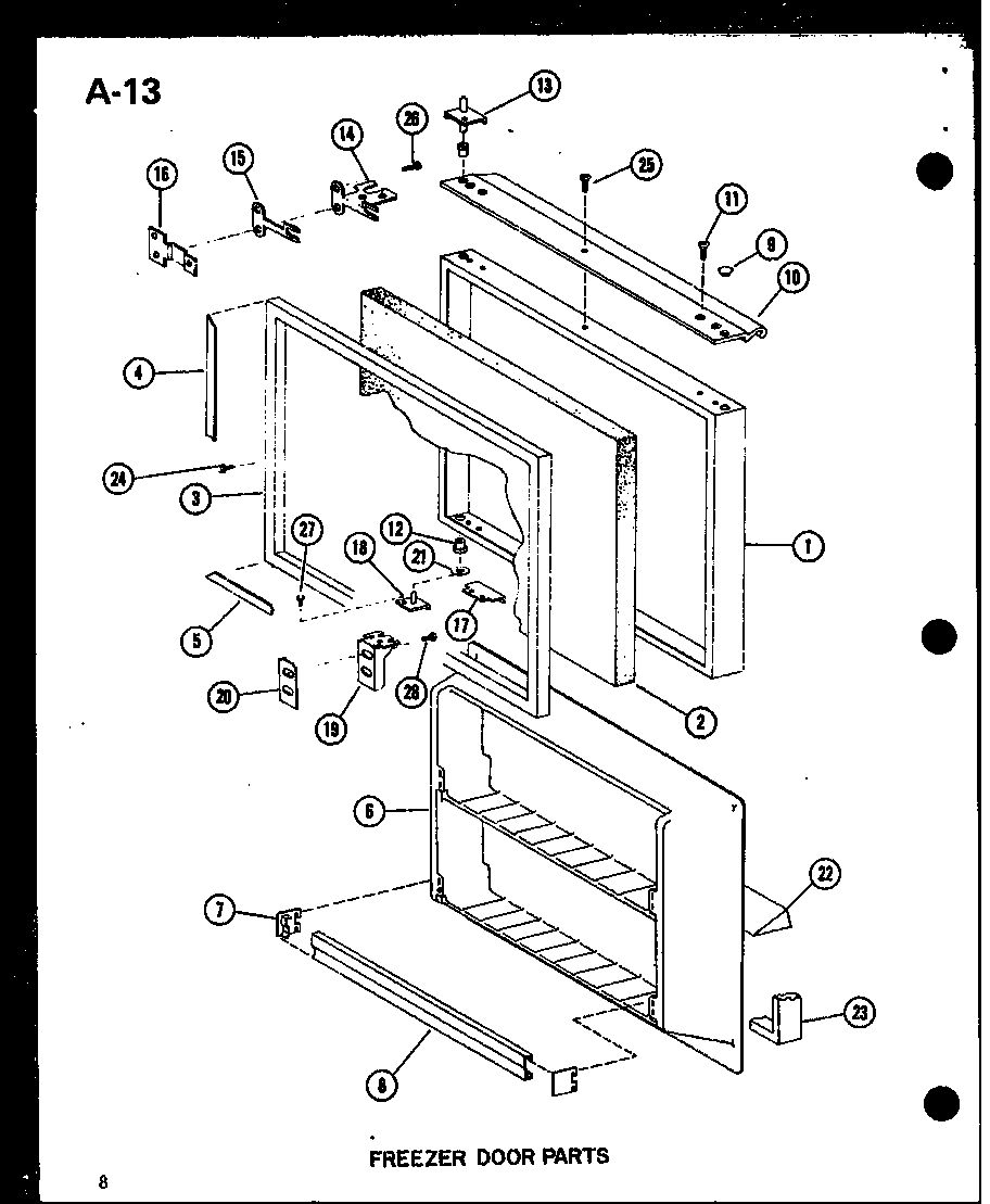 Amana ESRFC16B-P60235-16W freezer door parts (esbfc16l/p60235-16l) (esbfc16c/p60235-16c) (esbfc16ag/p60235-16ag) (esbfc16b/p60235-16w) (esbfc16a/p60235-16a) diagram