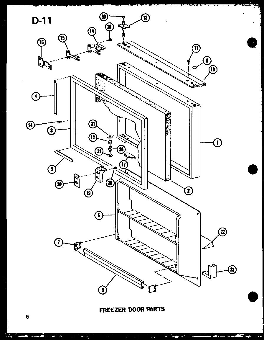 Amana ESBFC16D-C-P60235-23WC freezer door parts diagram