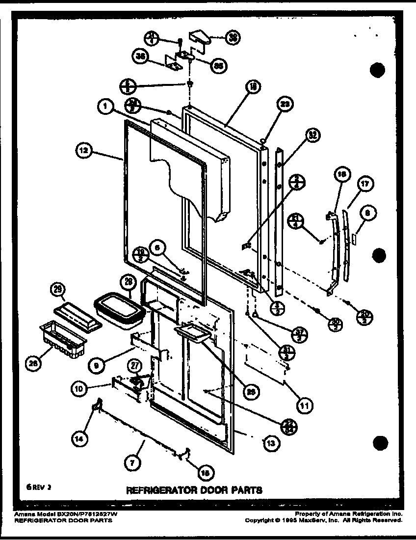 Amana BX20N-P7812527W refrigerator door parts (bx20m/p7812520w) (bx20n/p7812527w) diagram