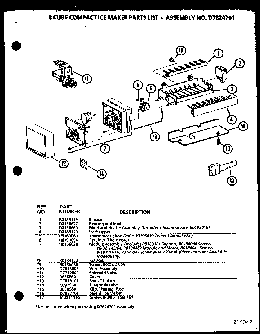 Amana BX20N-P7812527W 8 cube compact ice maker (ic3k/p7621310w) diagram