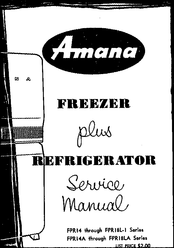 Amana FPR14L (fpr14la) (fpr18la) diagram