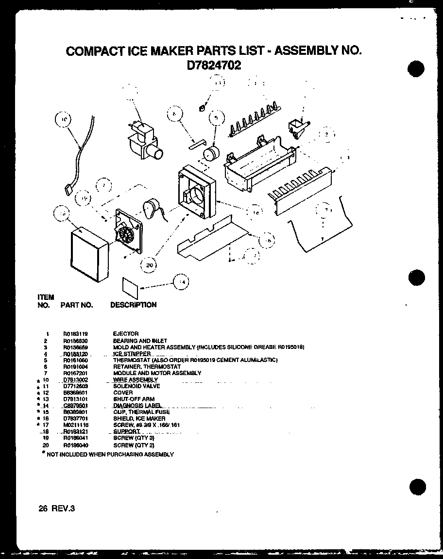 Amana BX20QG-P1125502WG compact ice maker diagram