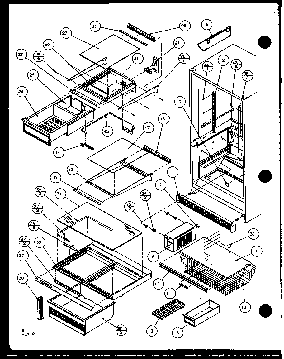 Amana 86068L-P1125506WL cabinet interior (86061w/p1125505ww) (86061w/p1125512ww) (86065e/p1125514we) (86068l/p1125513wl) (86068l/p1125506wl) diagram